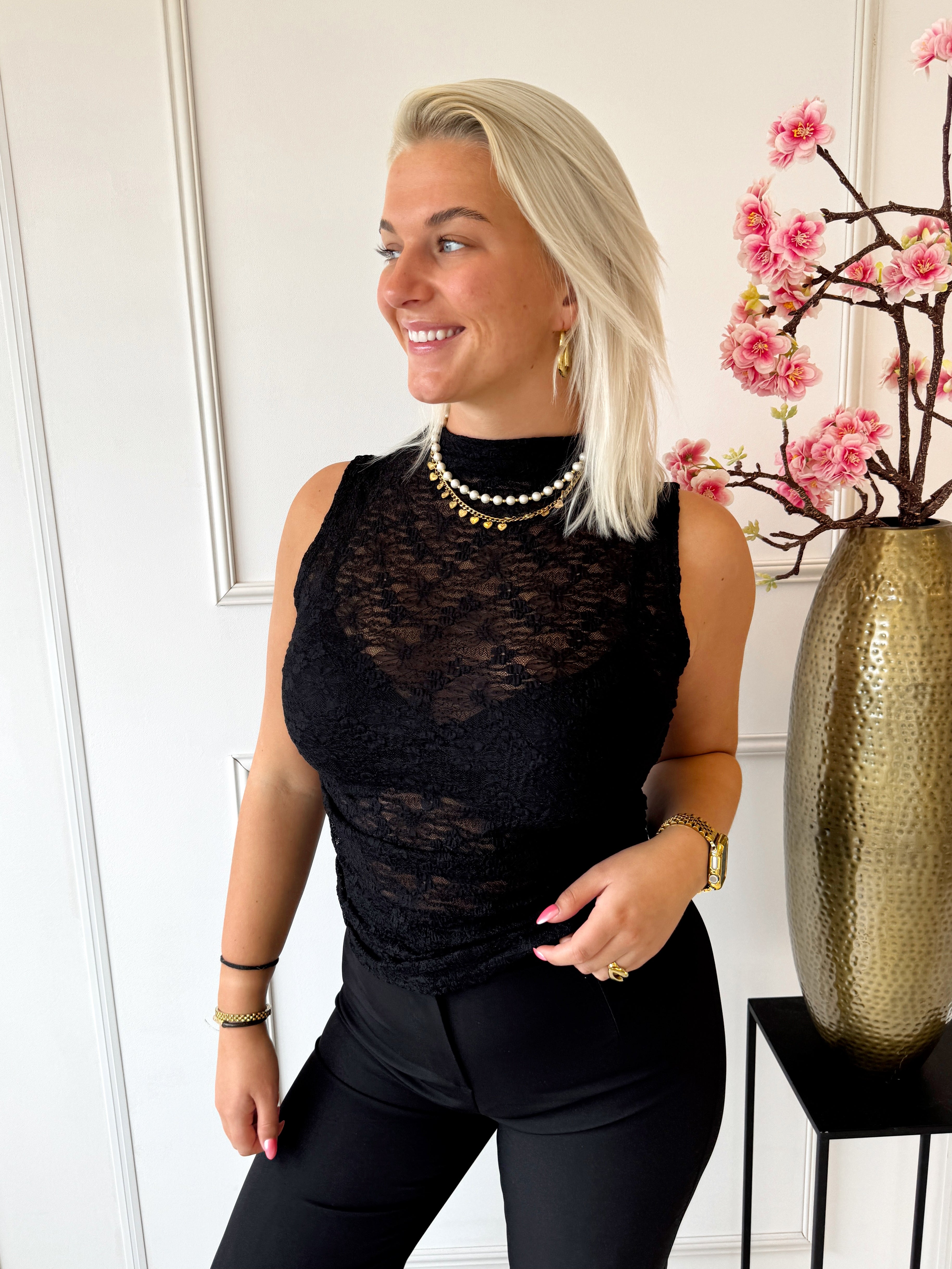 Kanten Icone Top | Zwart