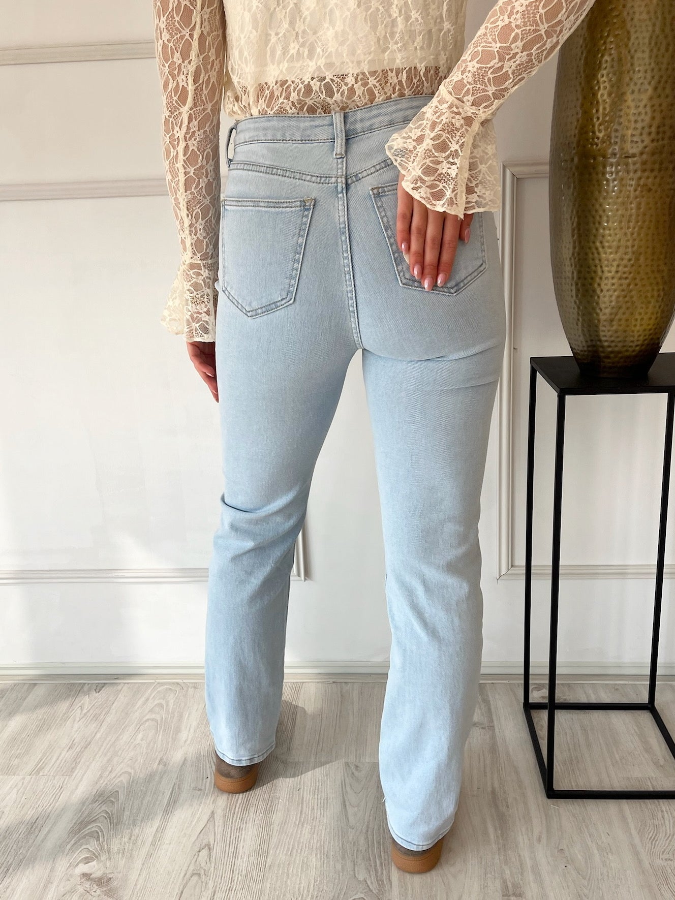 Straight Leg Stretchy Jeans | Blauw