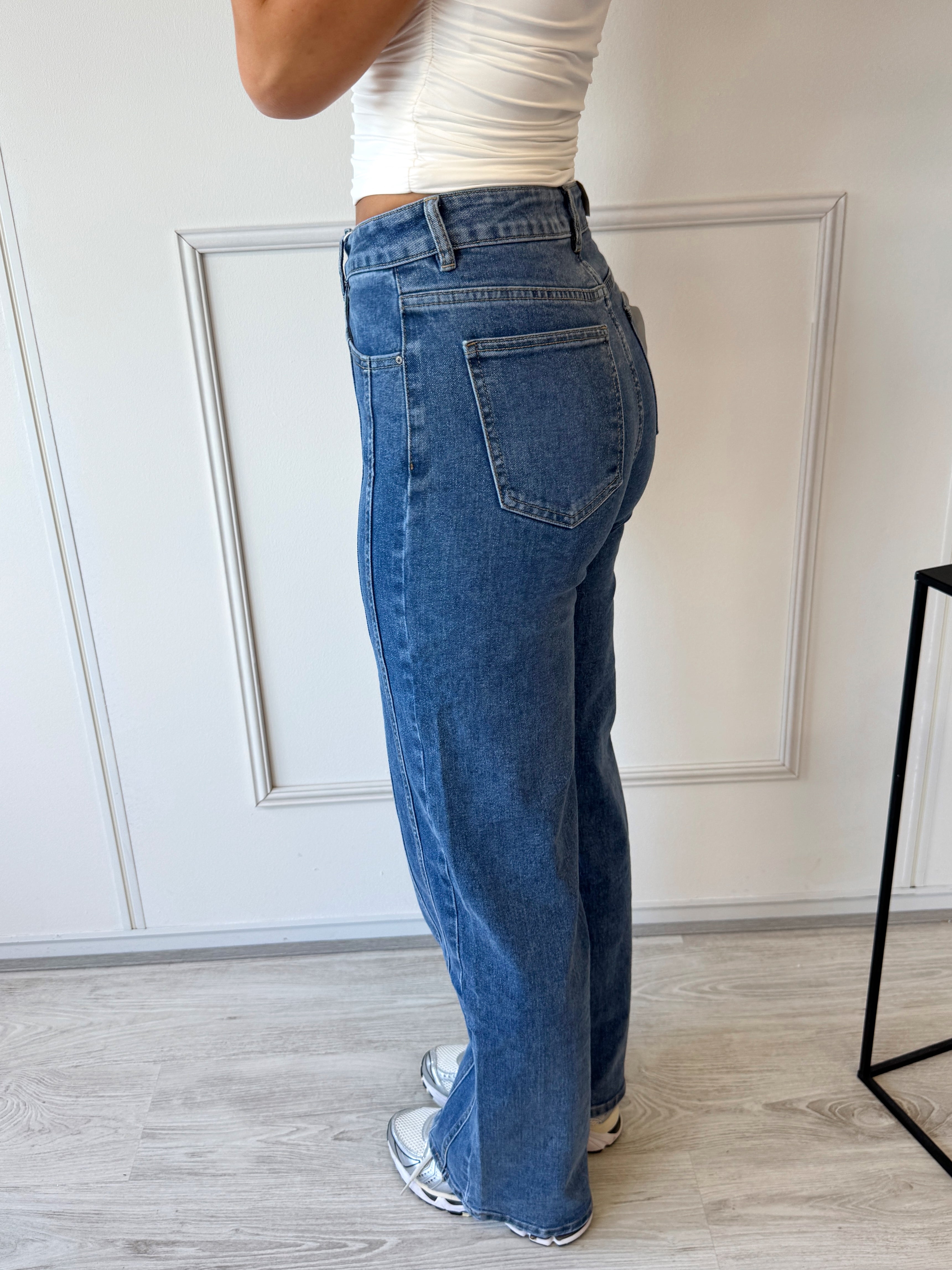 Straight Leg Front Seam Jeans | Blauw
