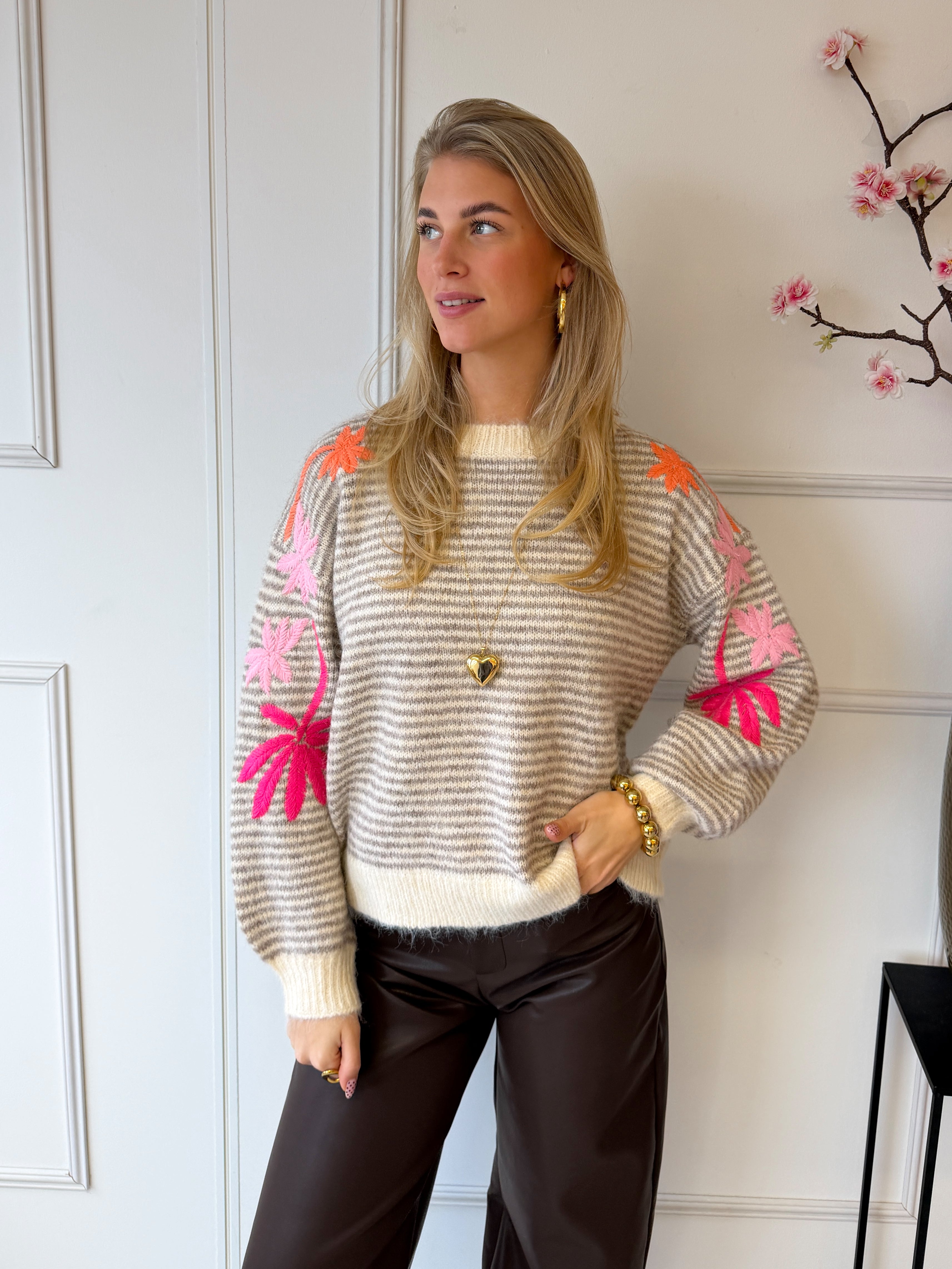 Daisy Palm Trui | Beige