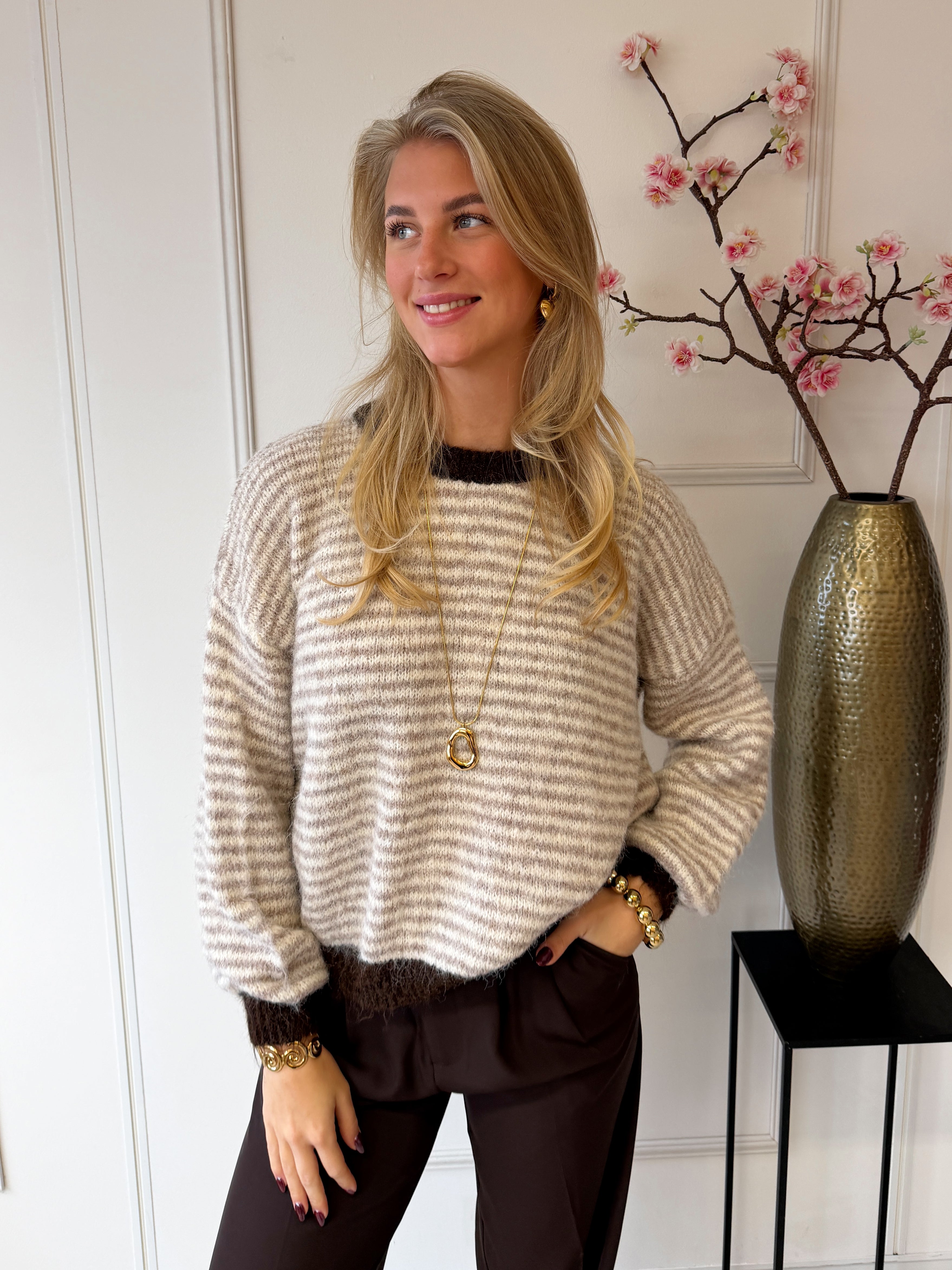 Chastar Striped Sweater | Beige - Bruin