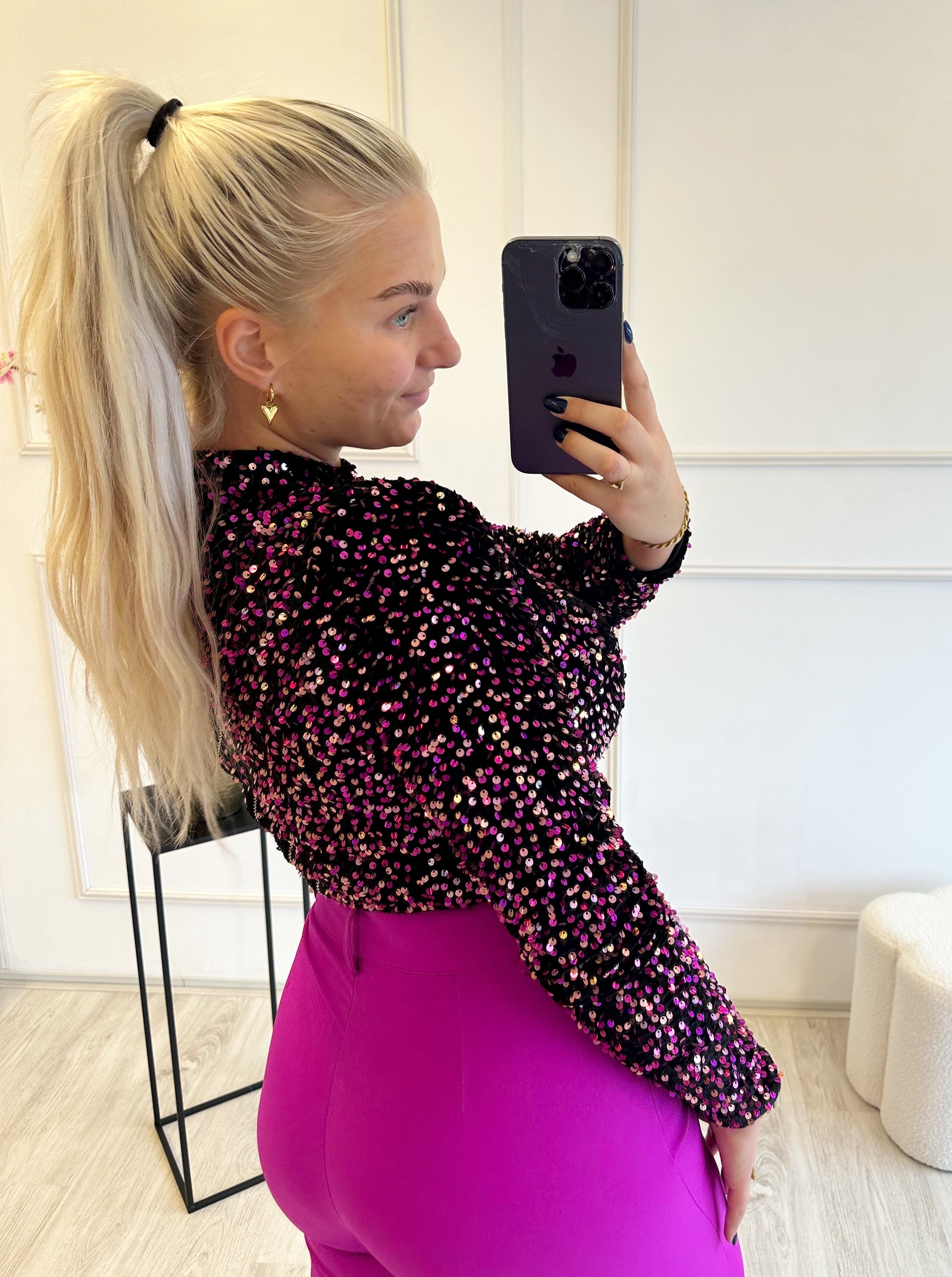 Lincy Glitter top | Fuchsia