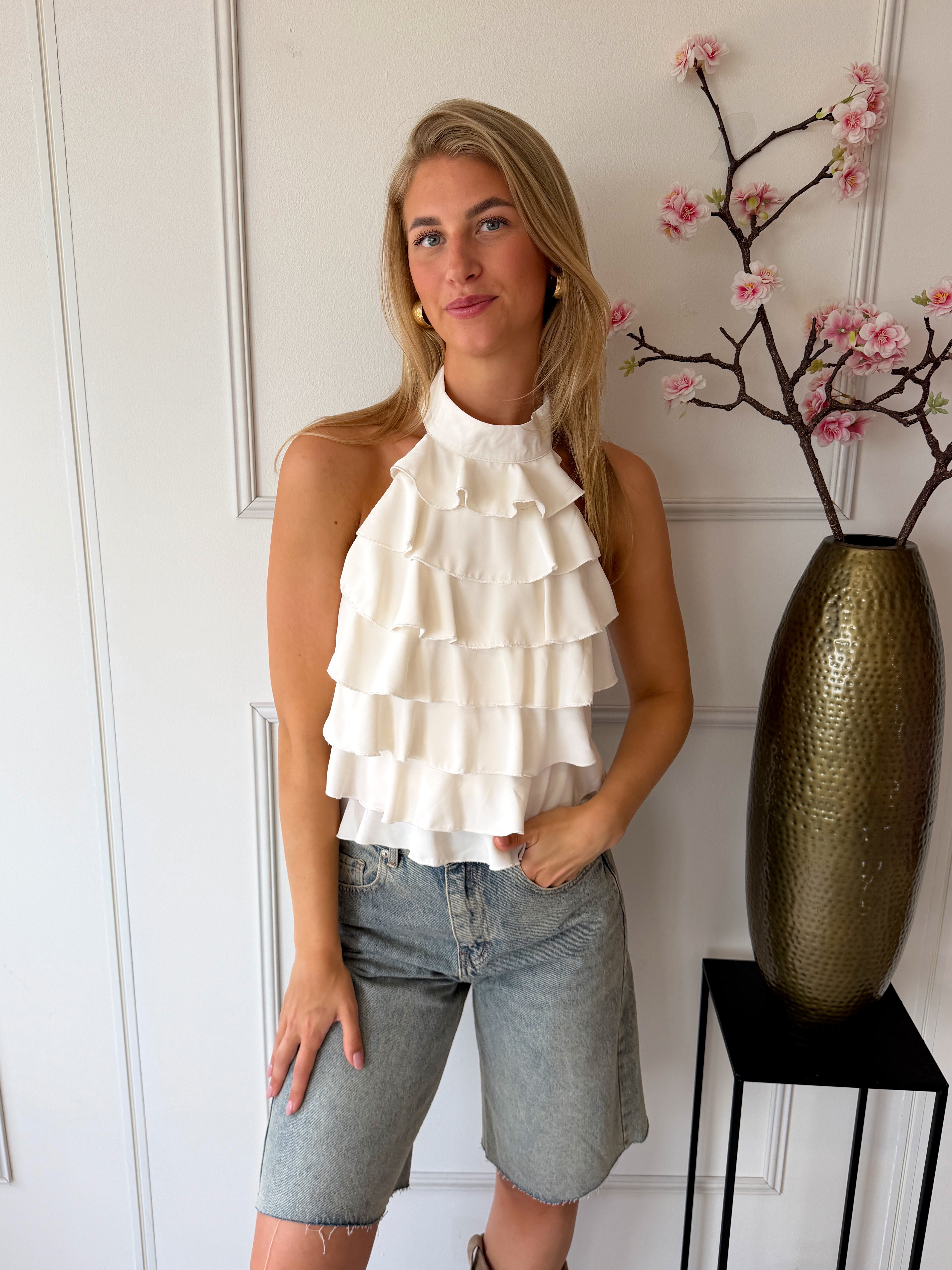 Nola Top met ruffles | Wit