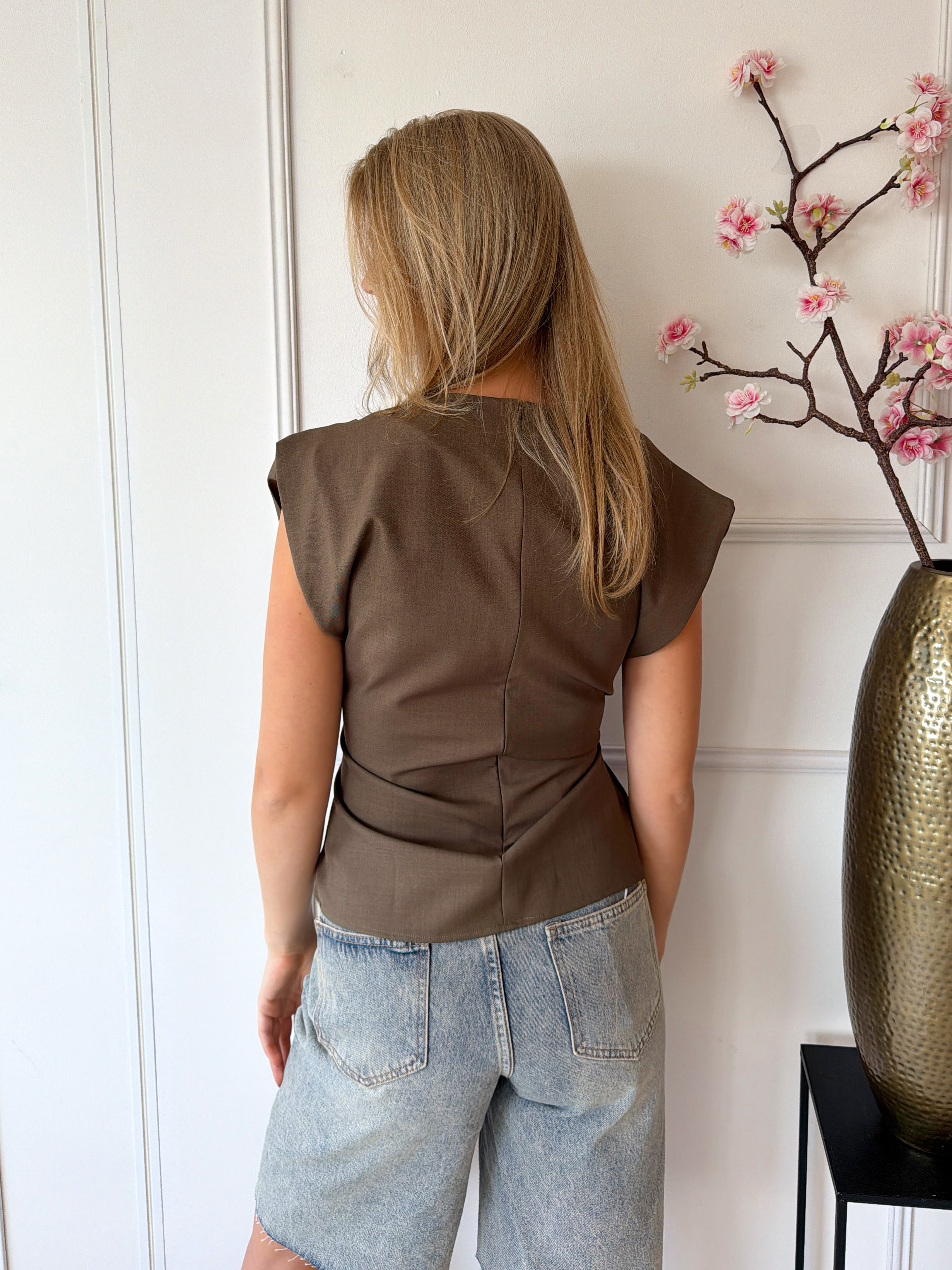 Ambika Britt Top met strik | Bruin