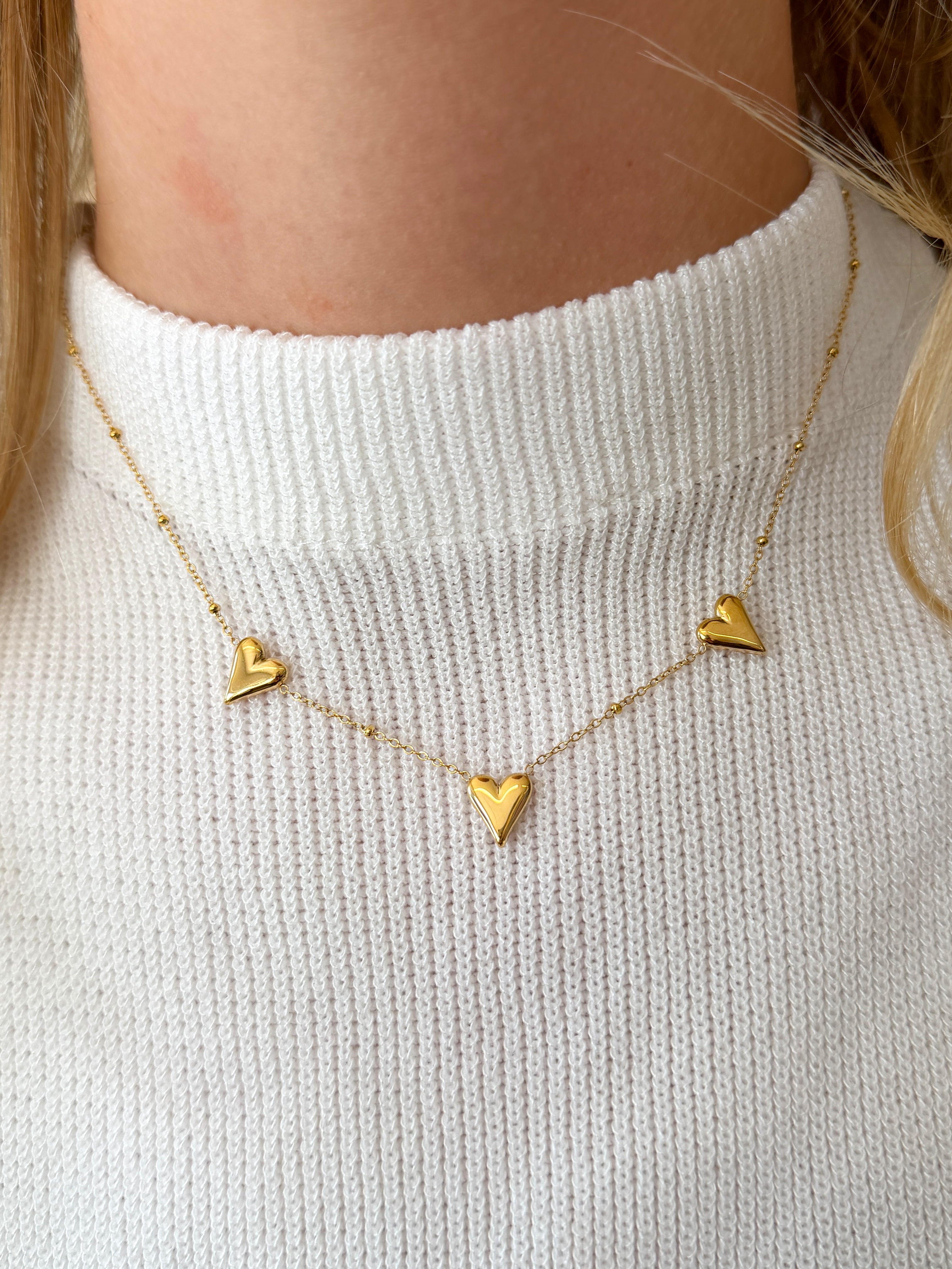 Love Trio Mini Ketting | Goud