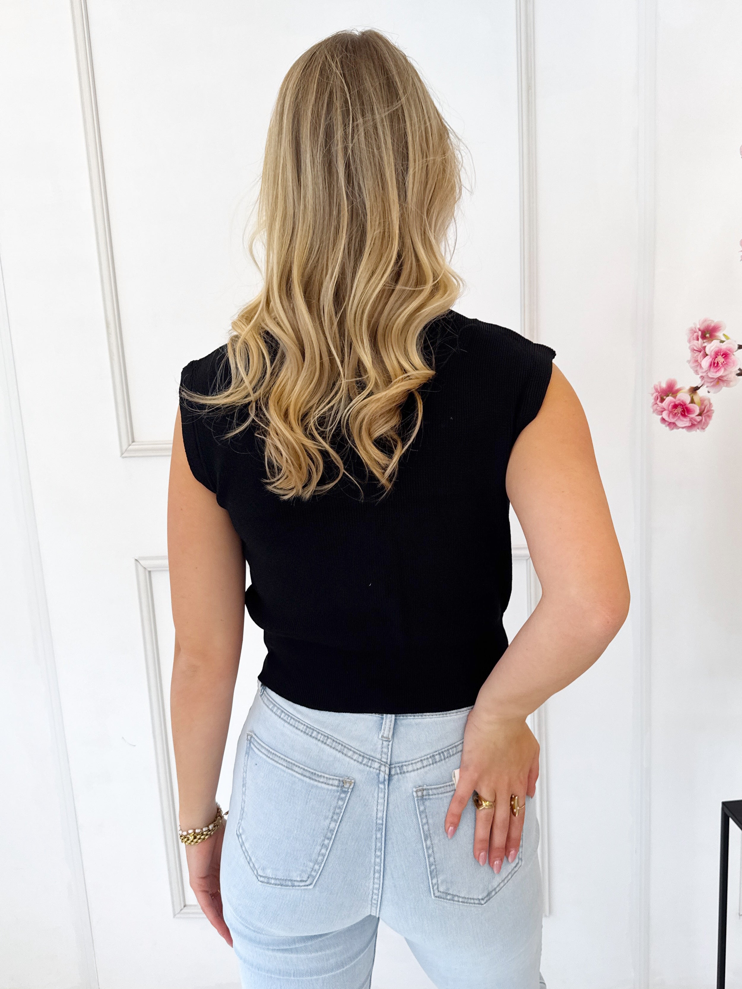 Basic Knit T-Shirt | Zwart