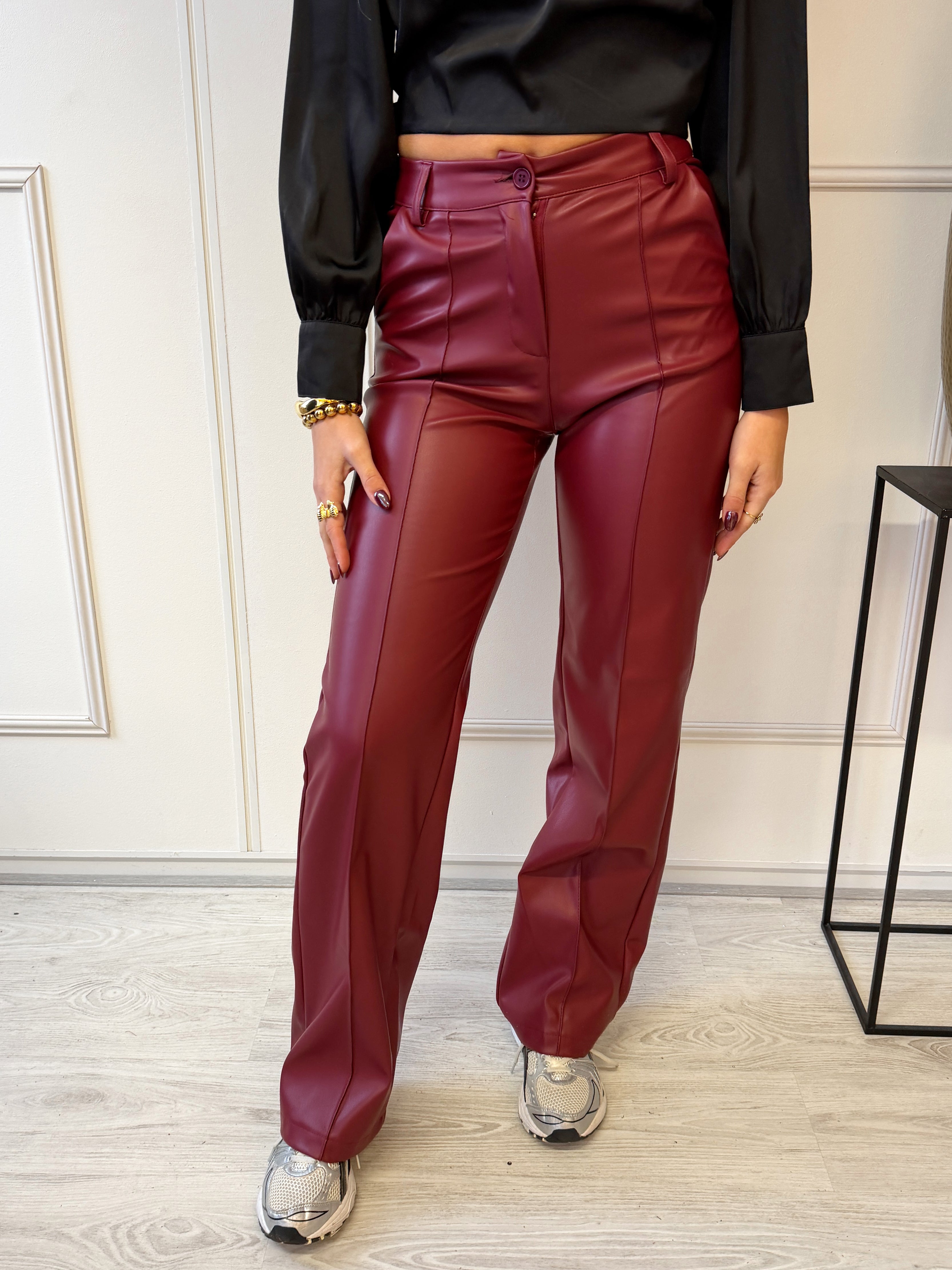 Leatherlook Broek | Rood