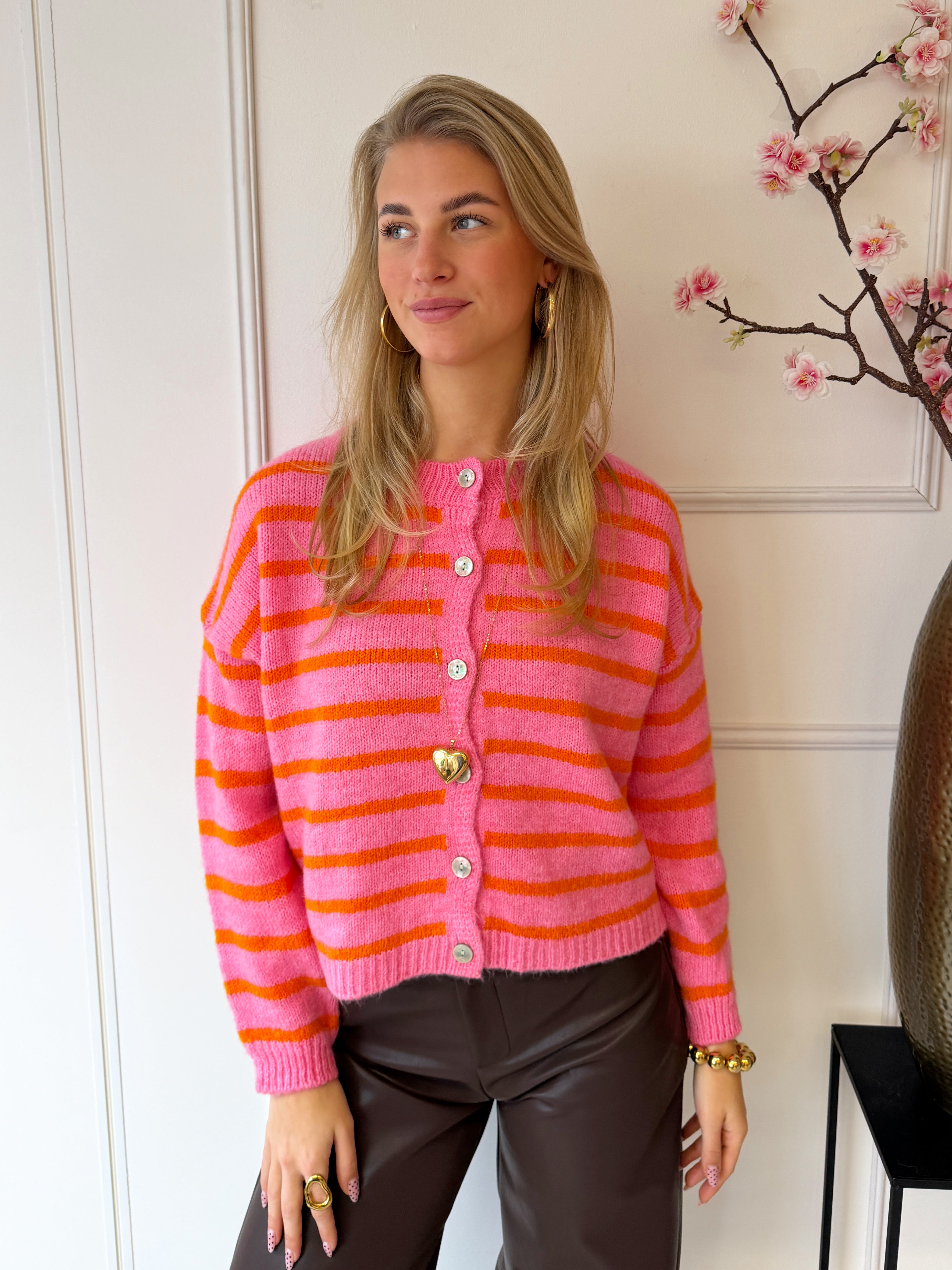 Judy Stripe Vest | Roze - Oranje