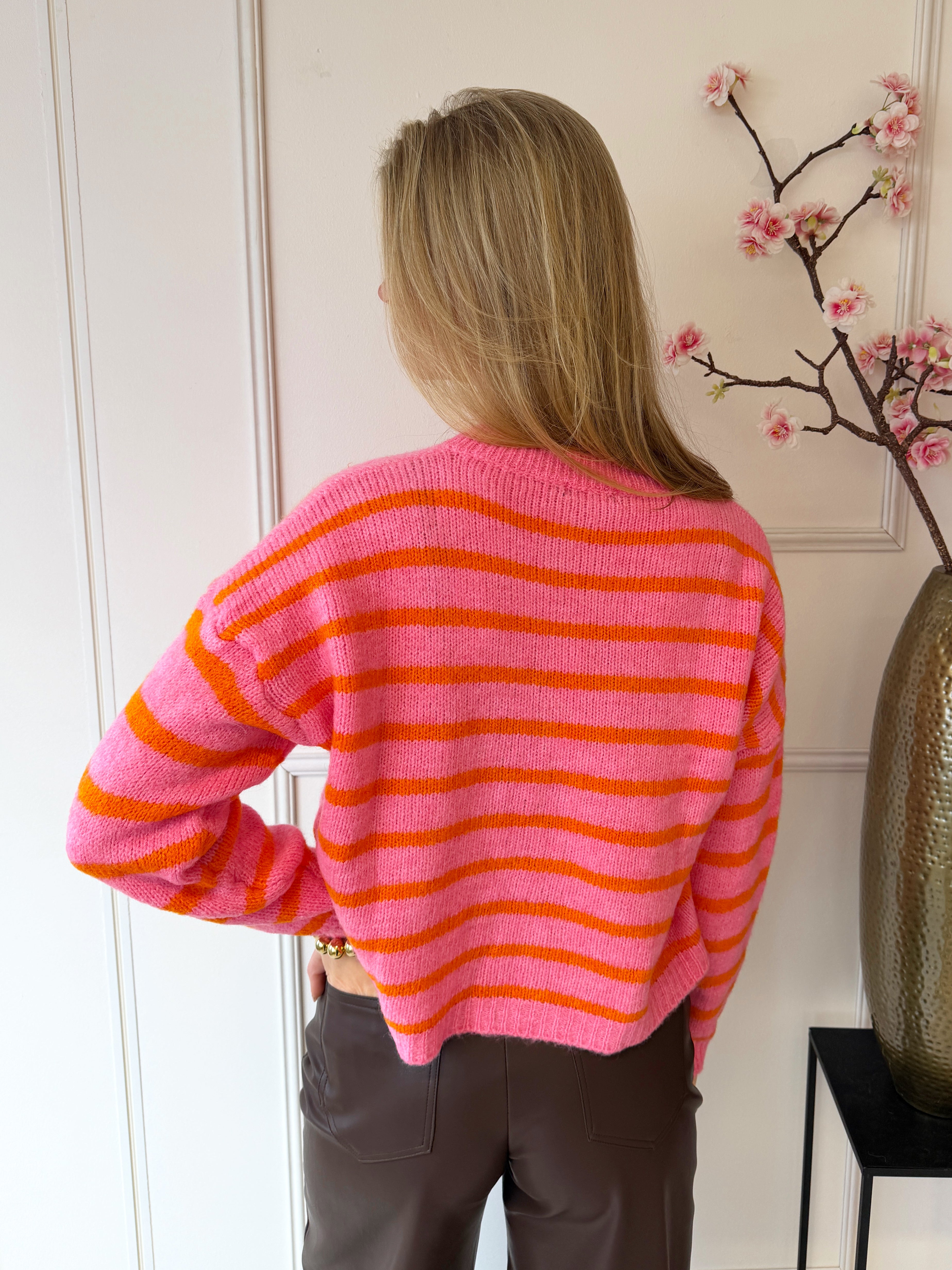 Judy Stripe Vest | Roze - Oranje