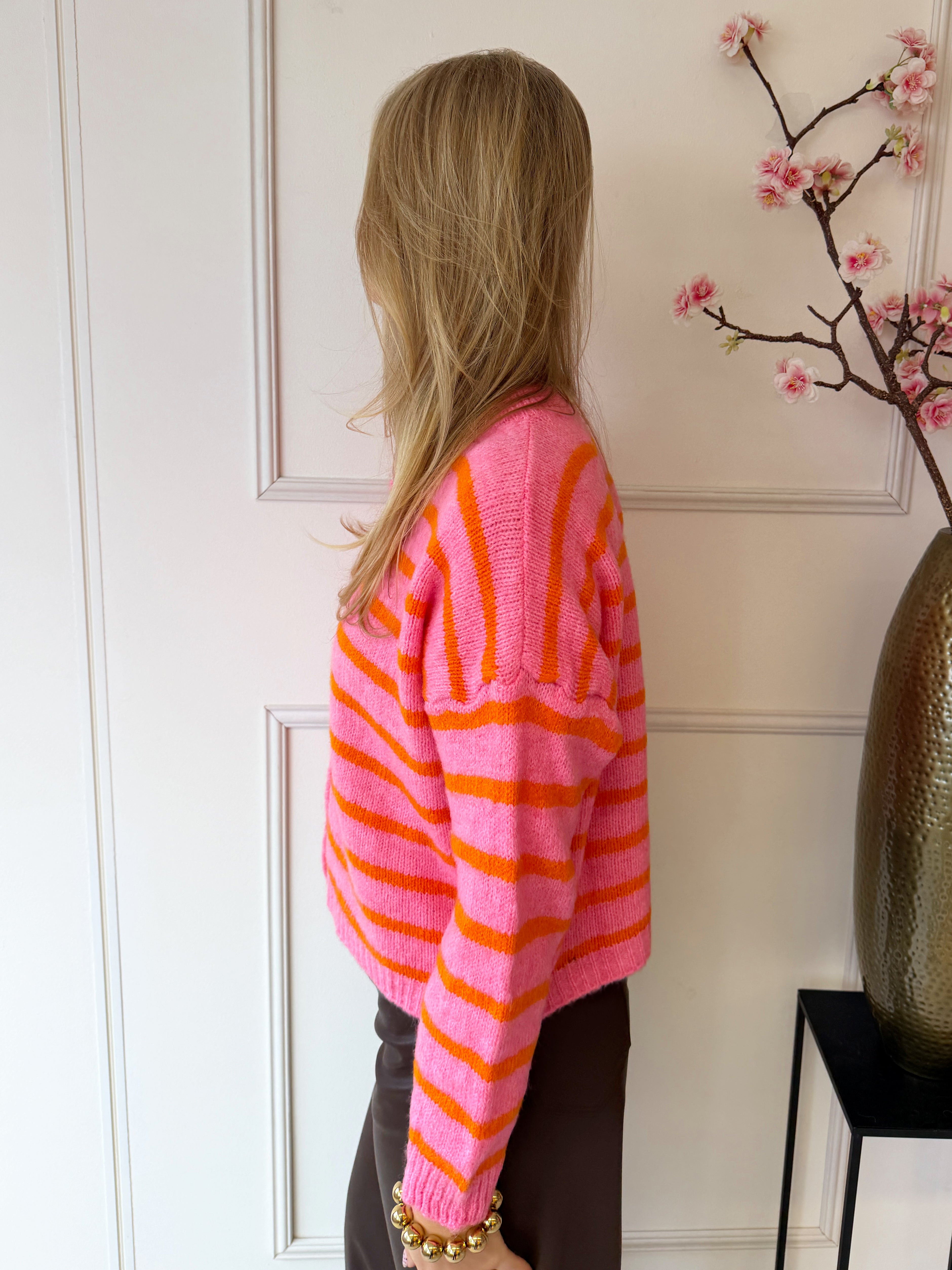 Judy Stripe Vest | Roze - Oranje