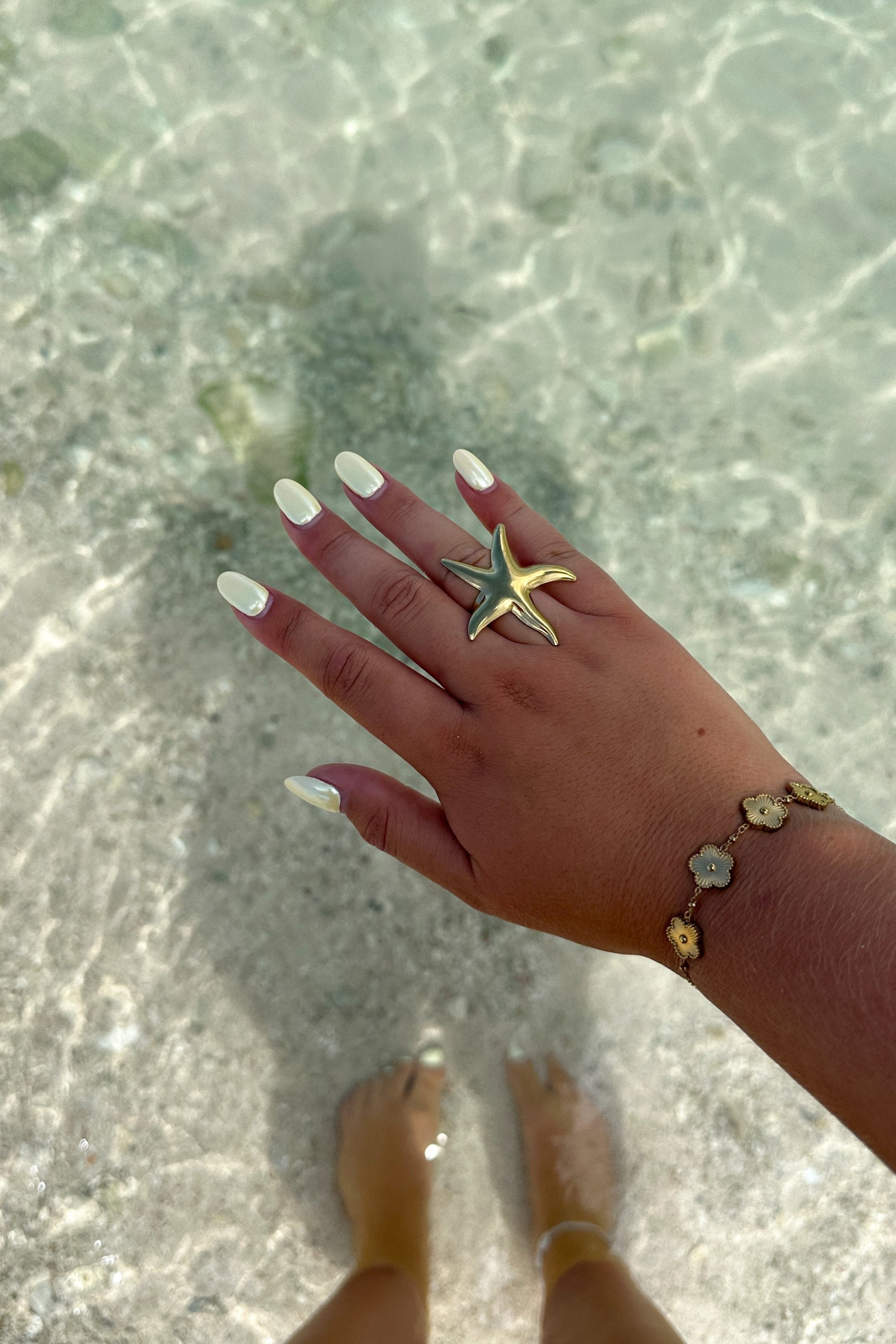 Verstelbare Starfish Ring | Goud