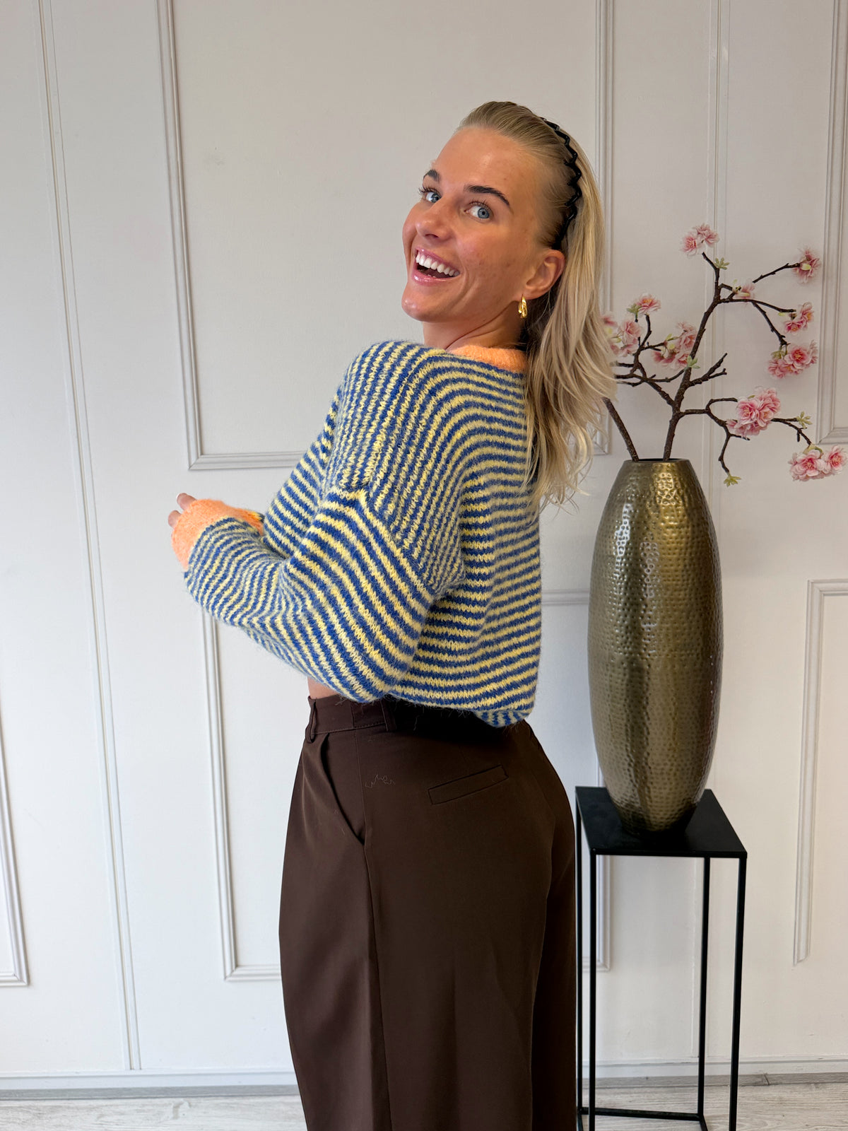 Chastar Striped Sweater | Oranje - Blauw
