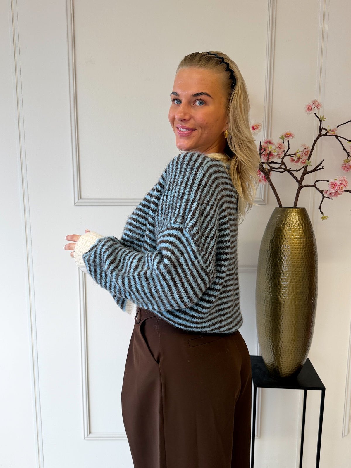 Chastar Striped Sweater | Blauw-Bruin