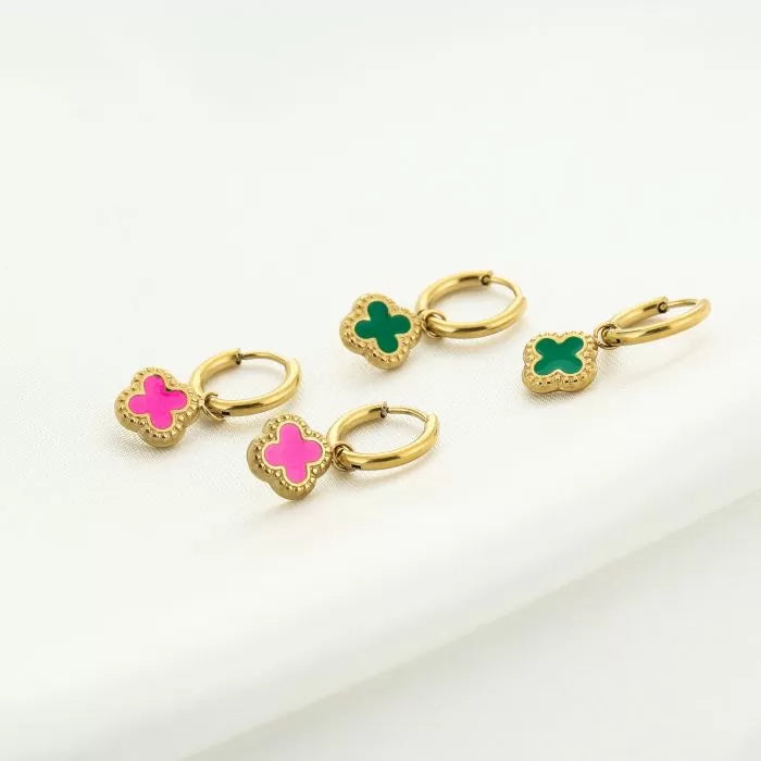 Klaver Oorbellen | Fushia