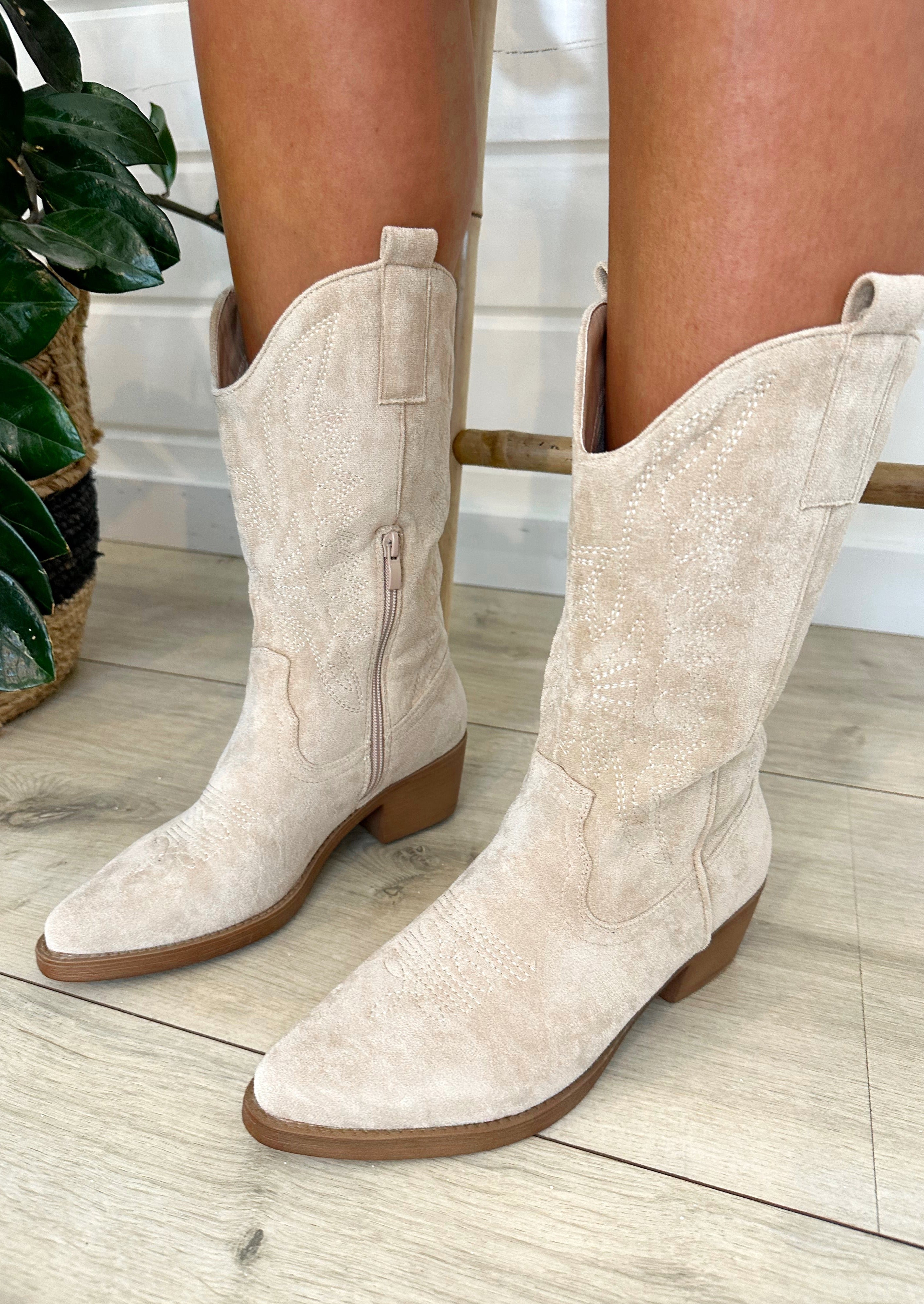 Cowboy Boots Suede | Beige