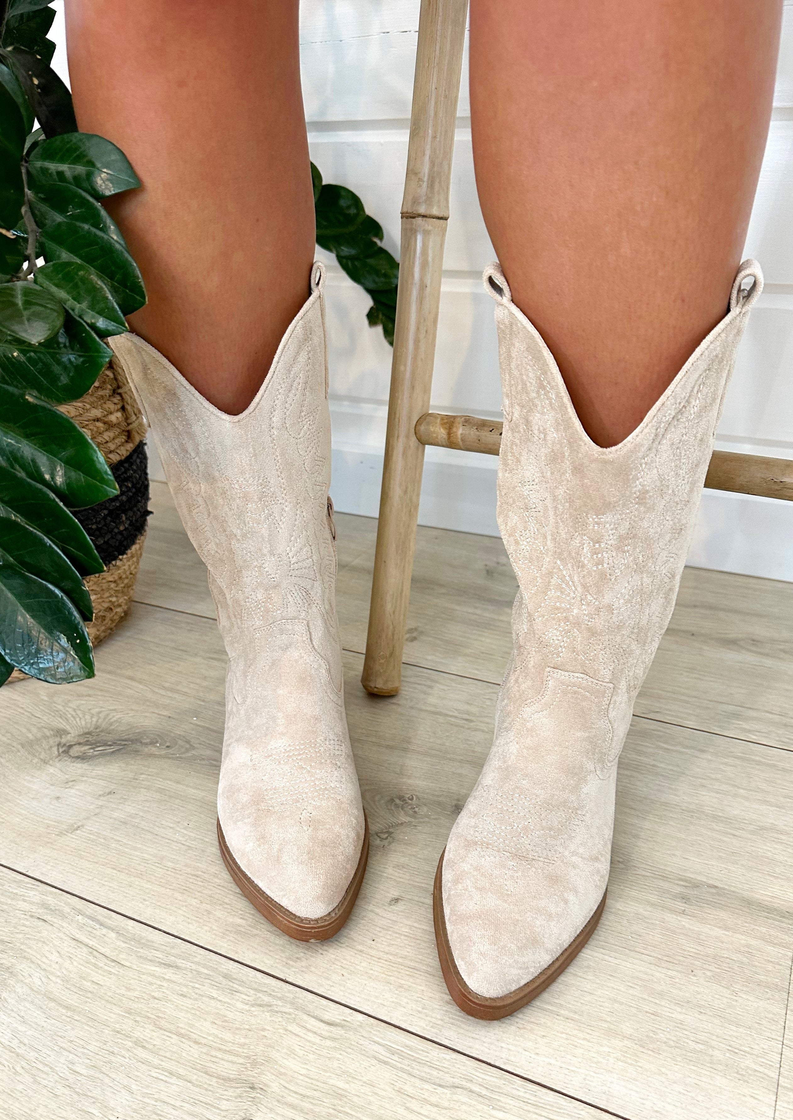 Cowboy Boots Suede | Beige