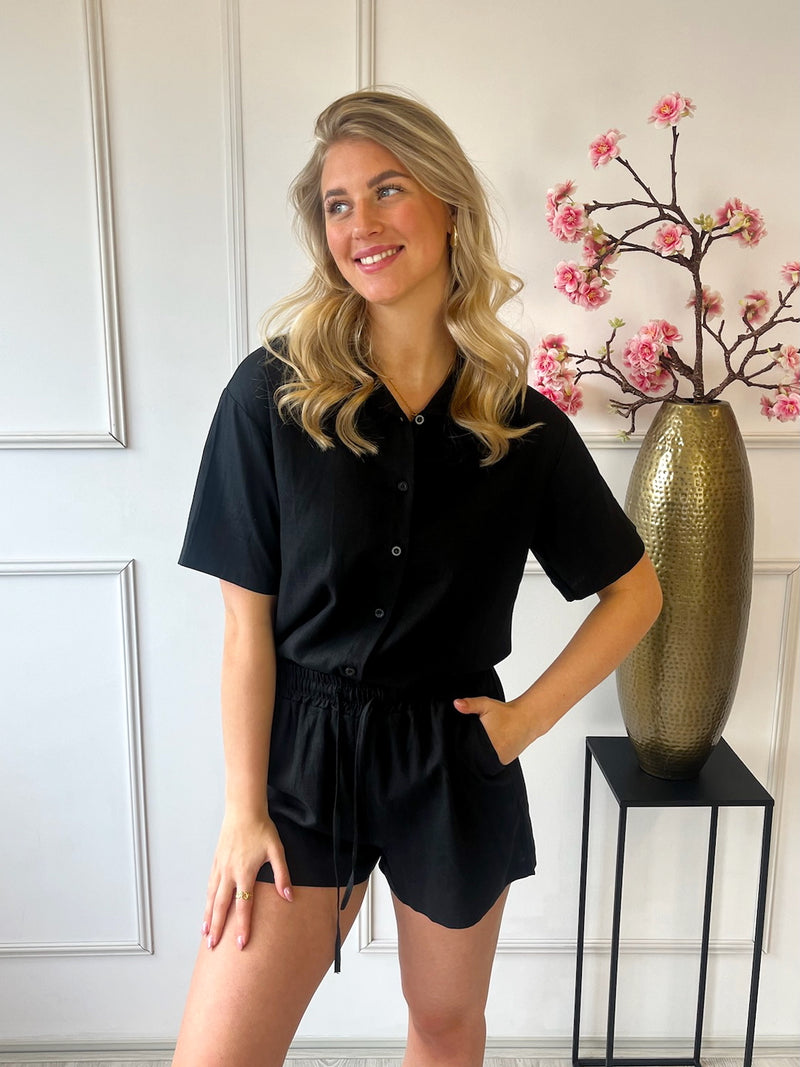 Linnen Blouse | Zwart