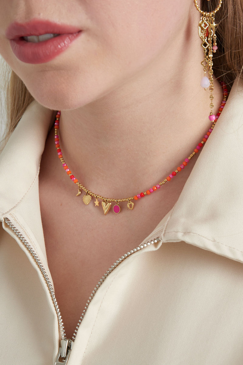 Summer Smile Ketting | Roze / Oranje