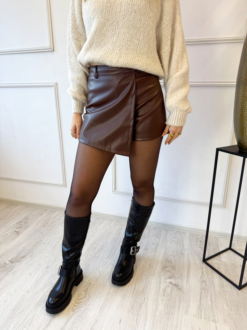 Leather Melanie Skort | Bruin