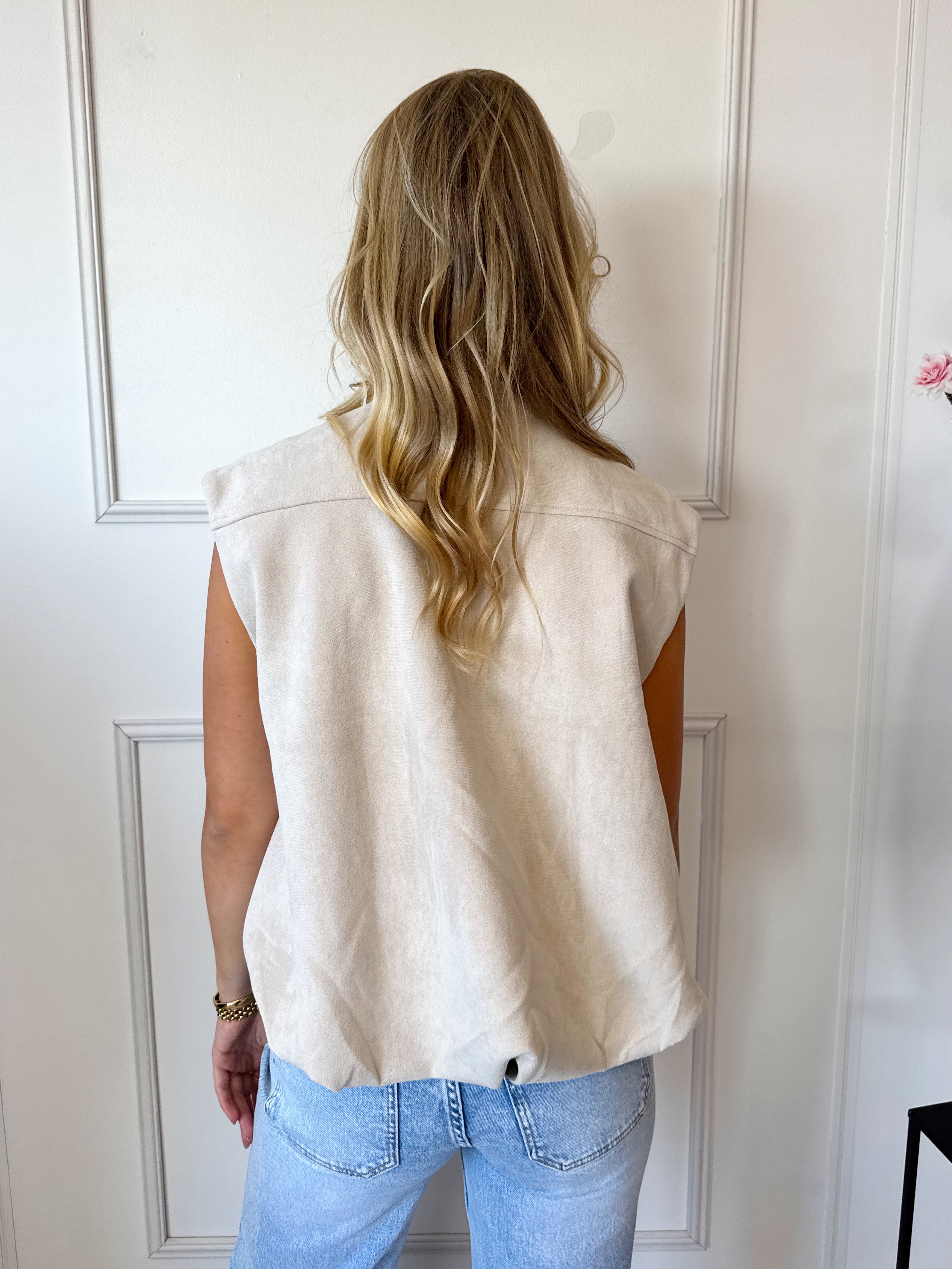 Noor Suede vest | Ecru
