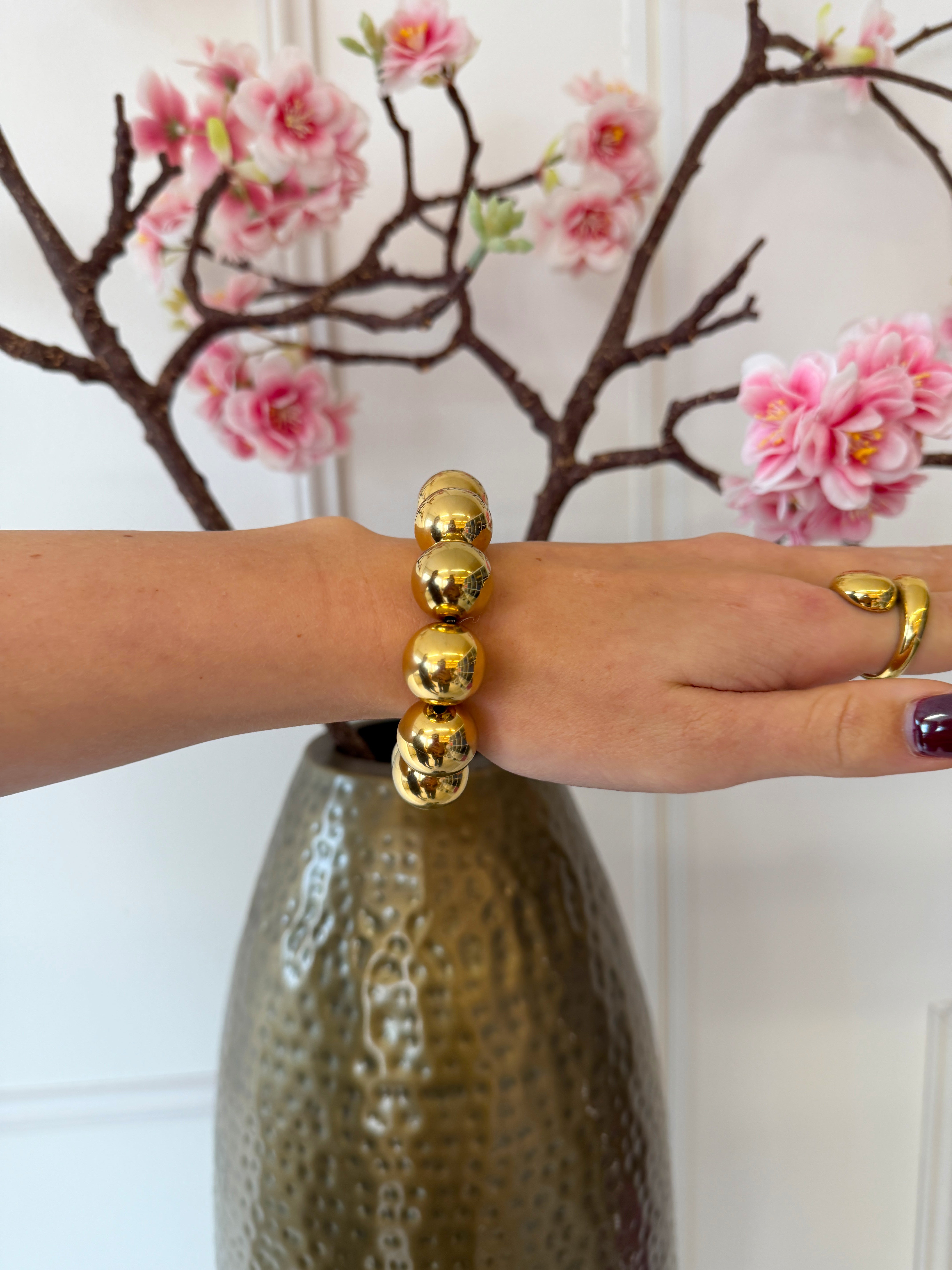 Grote Parel Armband | Goud