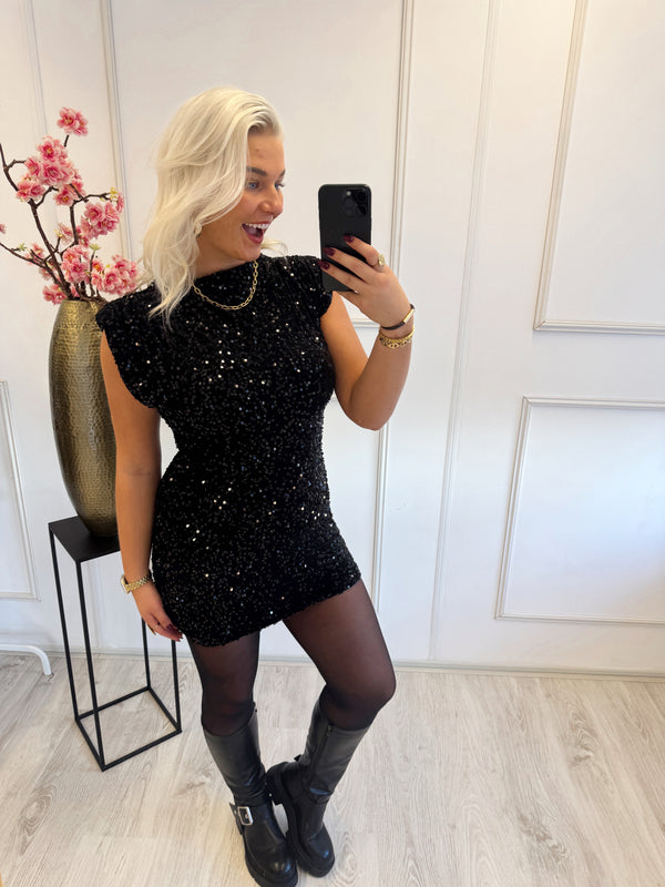 Party Sequin Jurkje | Zwart