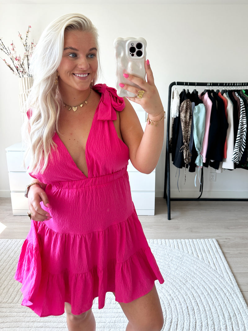 Jurkje met strikjes Roze Fashion by Mzlanie