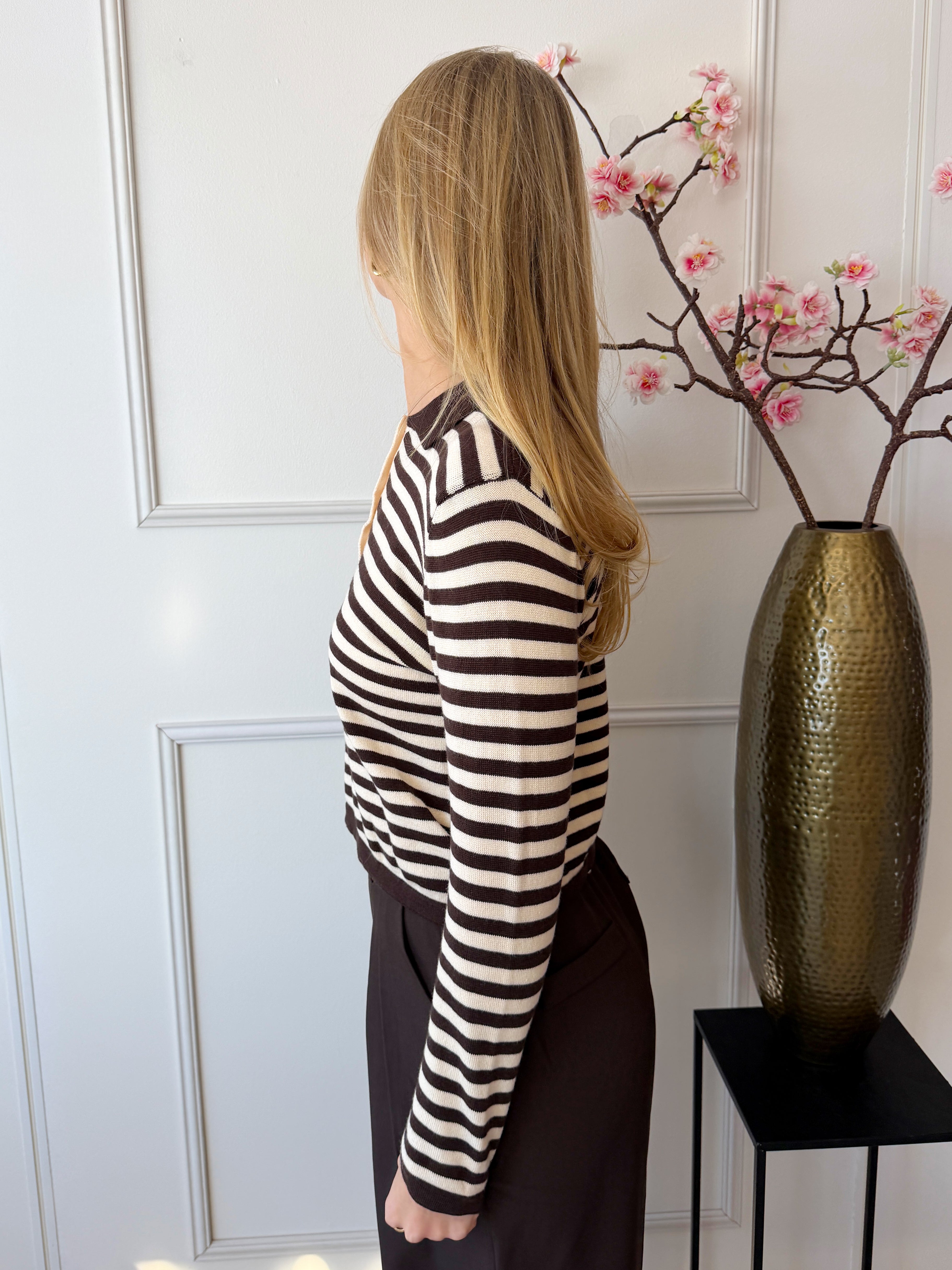 Lotte Striped Top | Bruin - Ecru