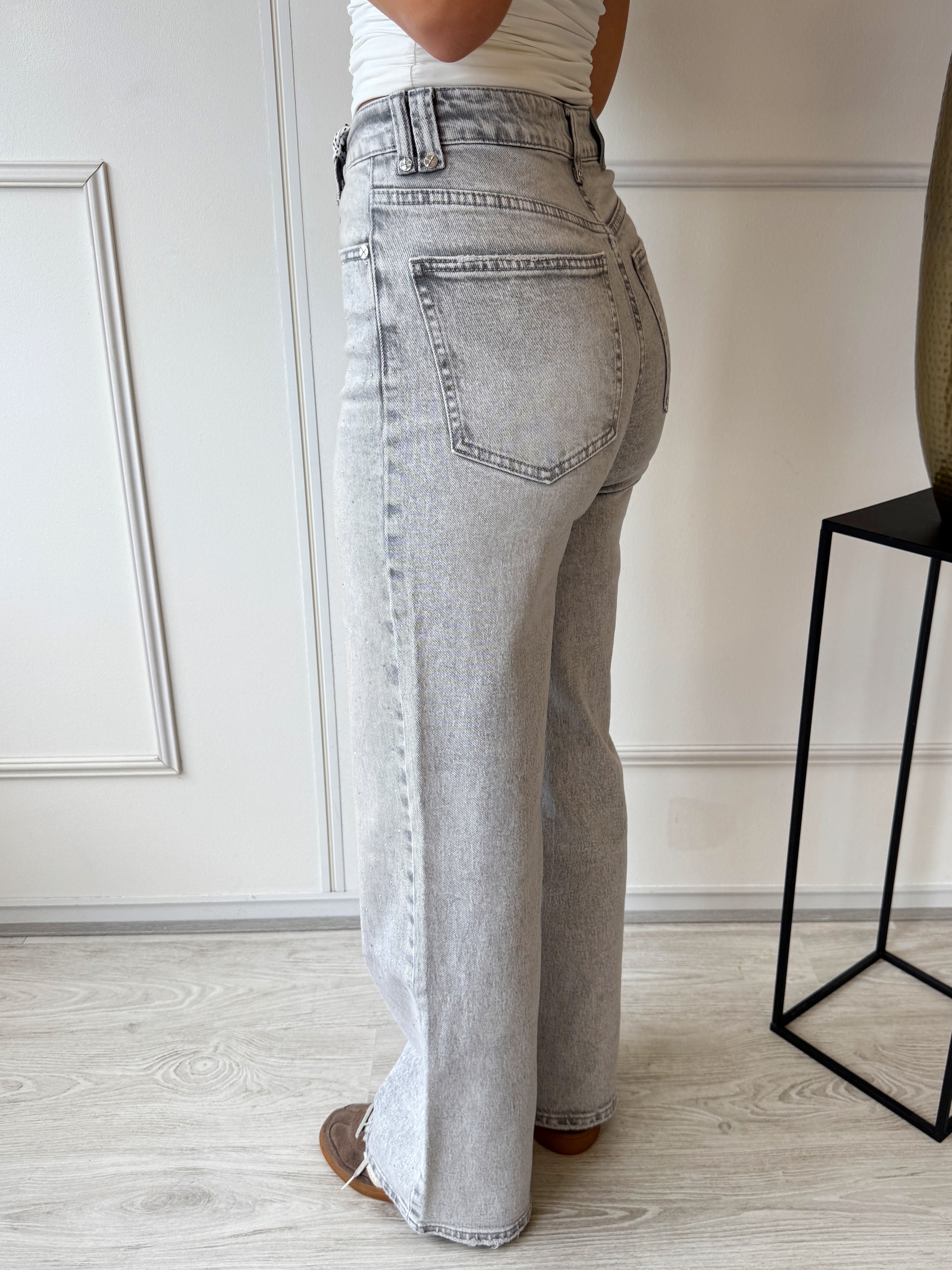 Denim Jeans met Glitter Detail | Grijs