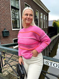 Veerle Striped Sweater | Roze