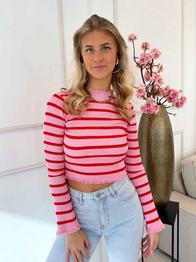 Top met kantje | Roze