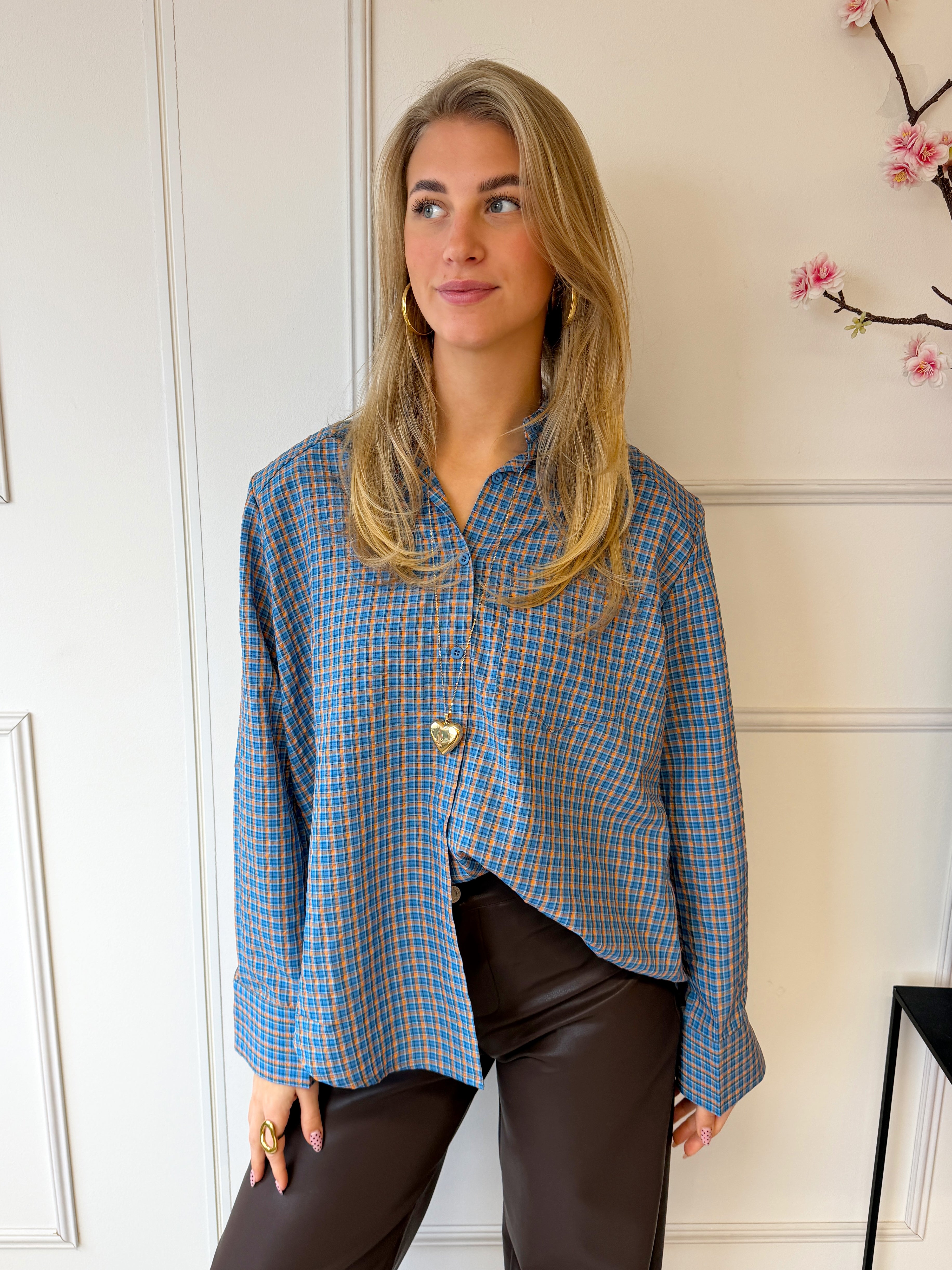 Poppy Blouse | Blauw Oranje