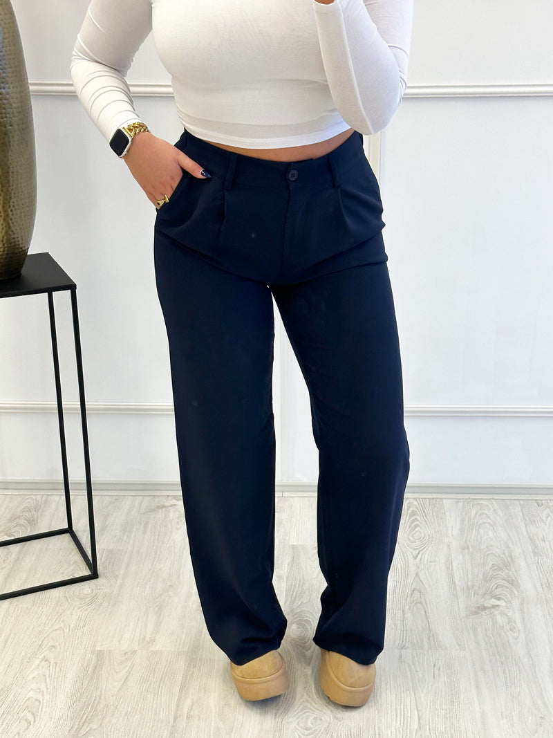 Straight Leg Pantalon Stretchy | Navy Blauw