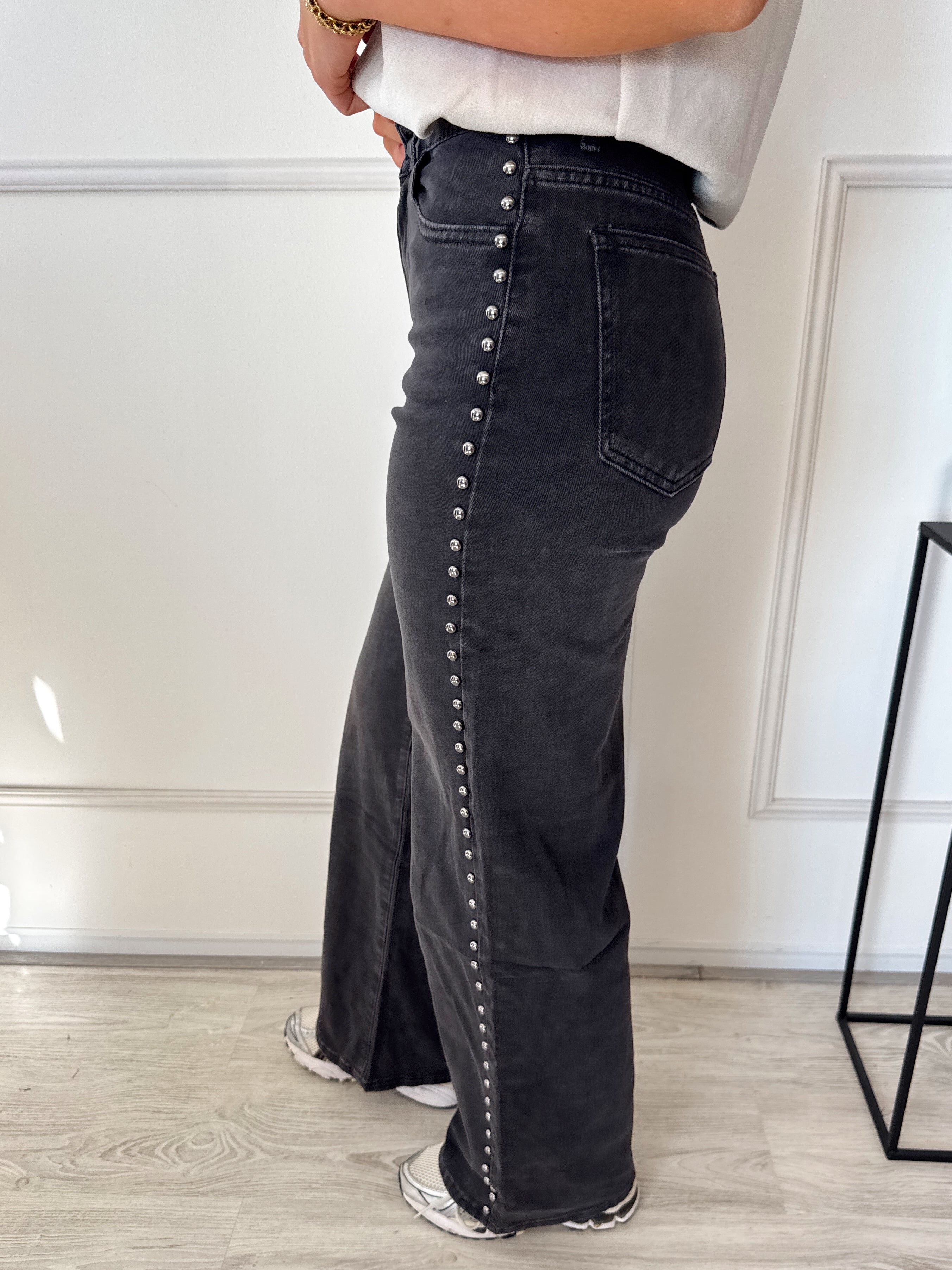 Roxy Jeans met studs | Donkergrijs