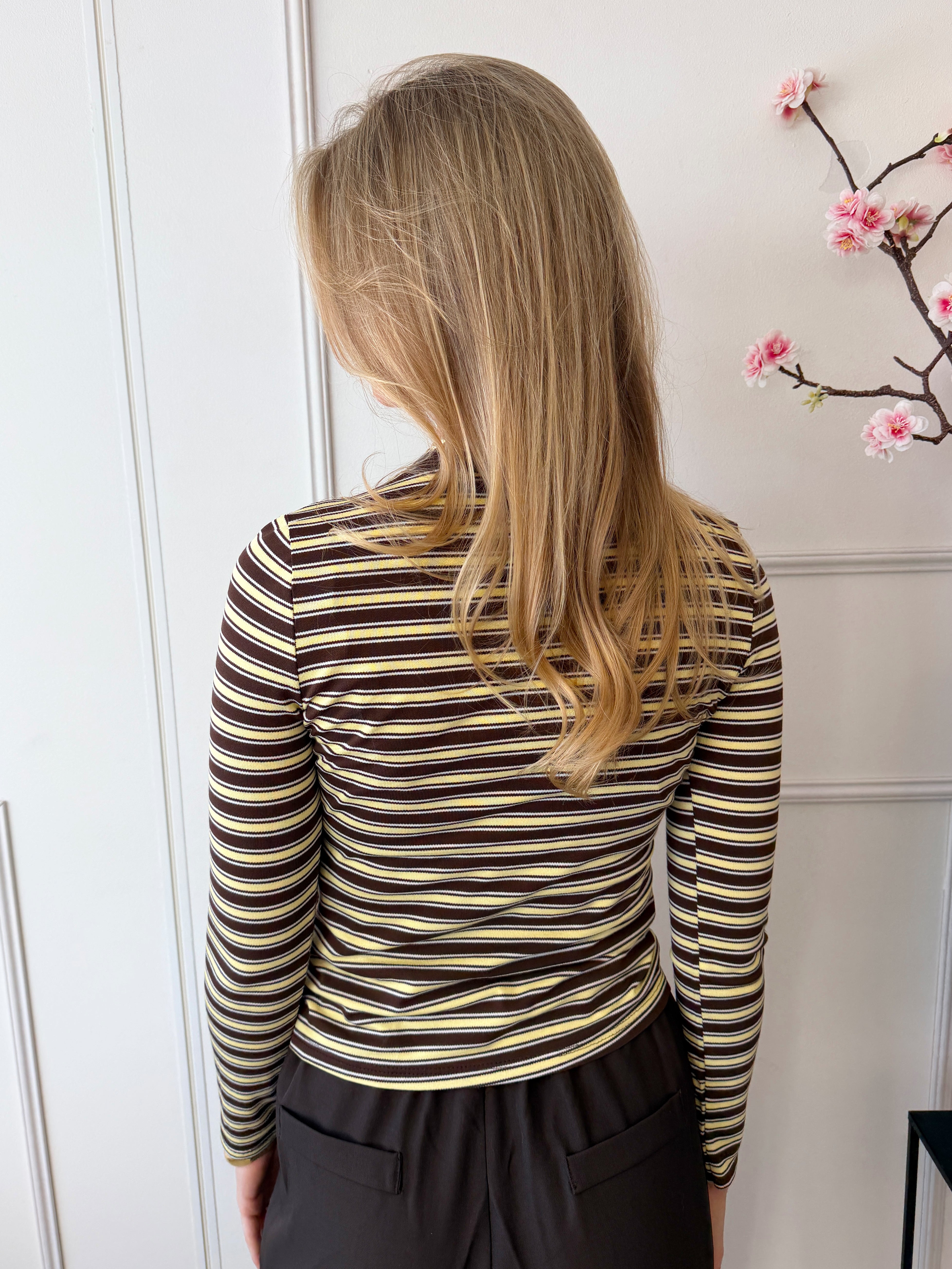 Ziva Striped Longsleeve  | Geel - Bruin