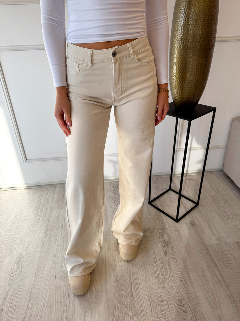 Mid Waist Extra Long Tall Jeans | Beige