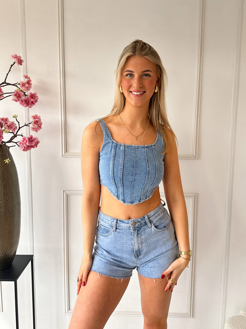 Denim Corset Top | Blauw