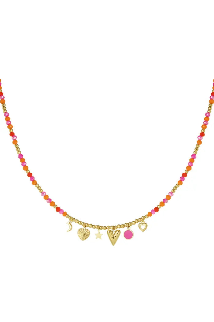 Summer Smile Ketting | Roze / Oranje