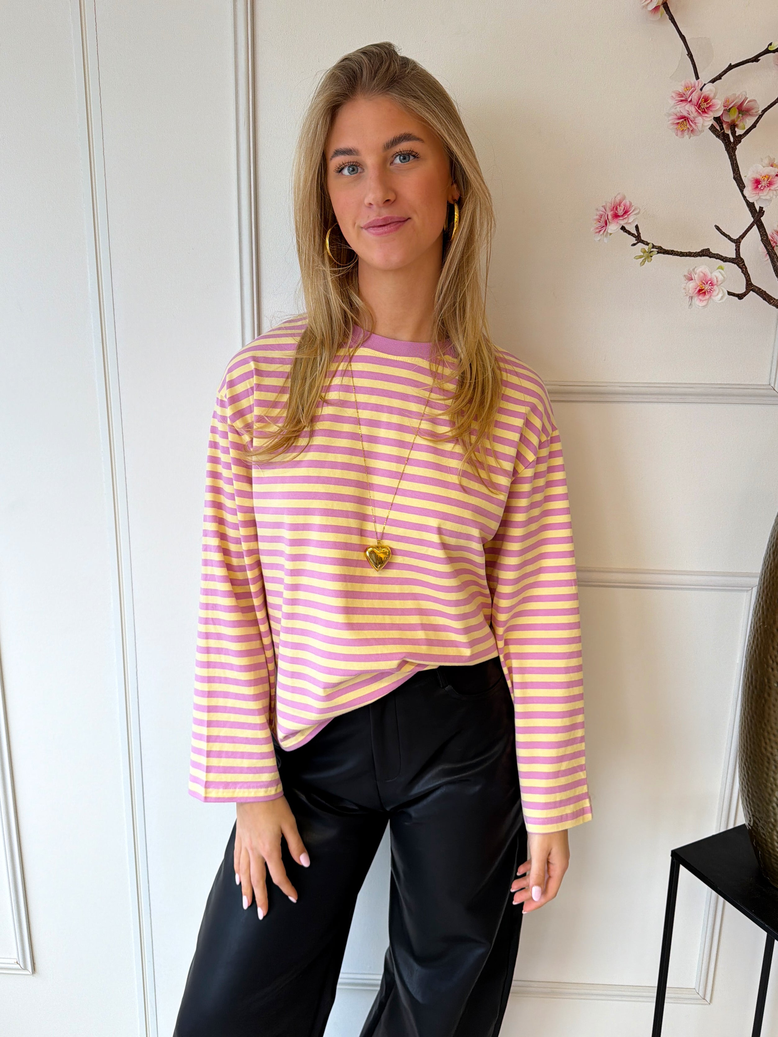 Long Sleeve Striped | Roze - Geel