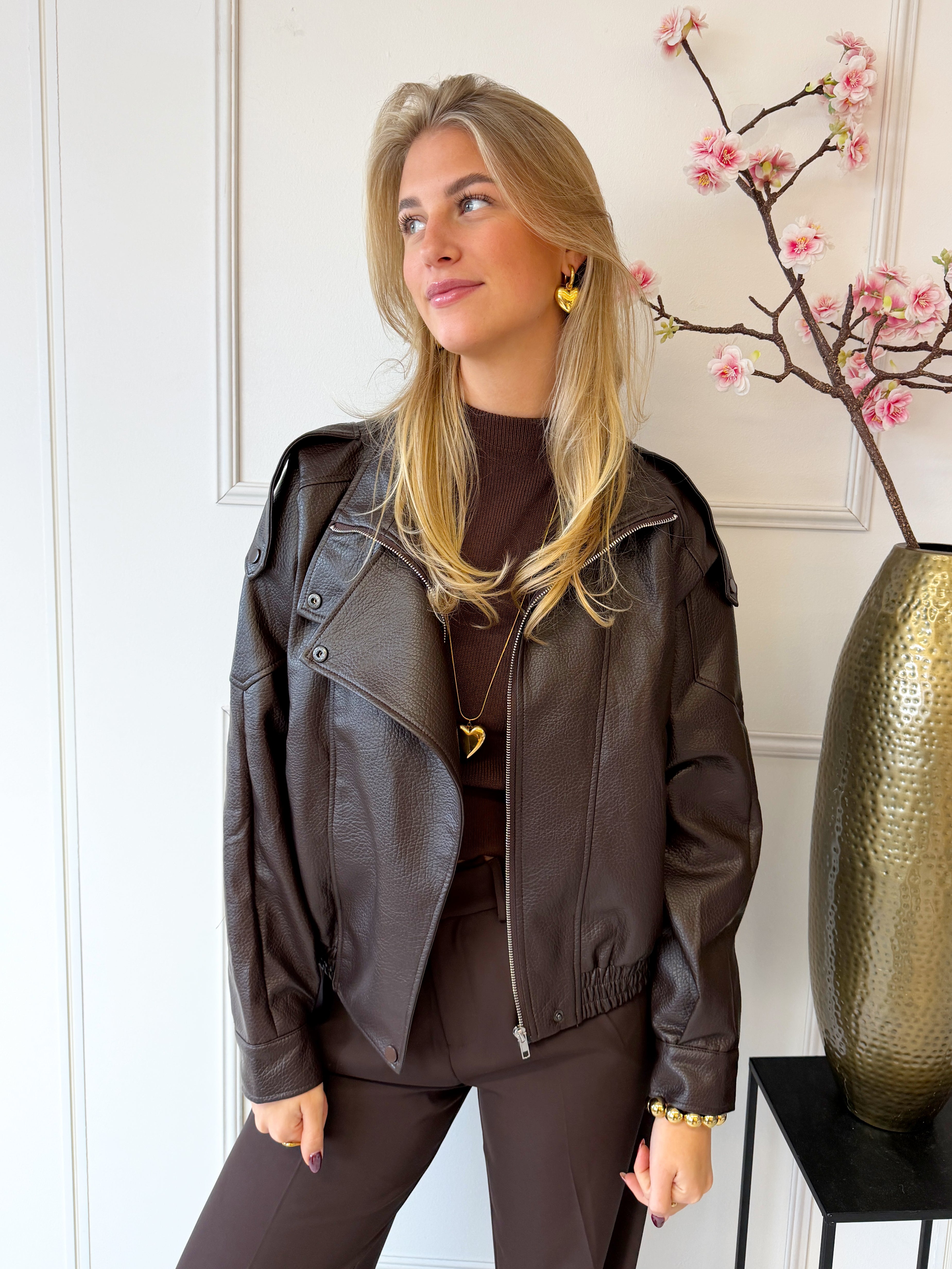 Inspired Leatherlook Jas | Bruin