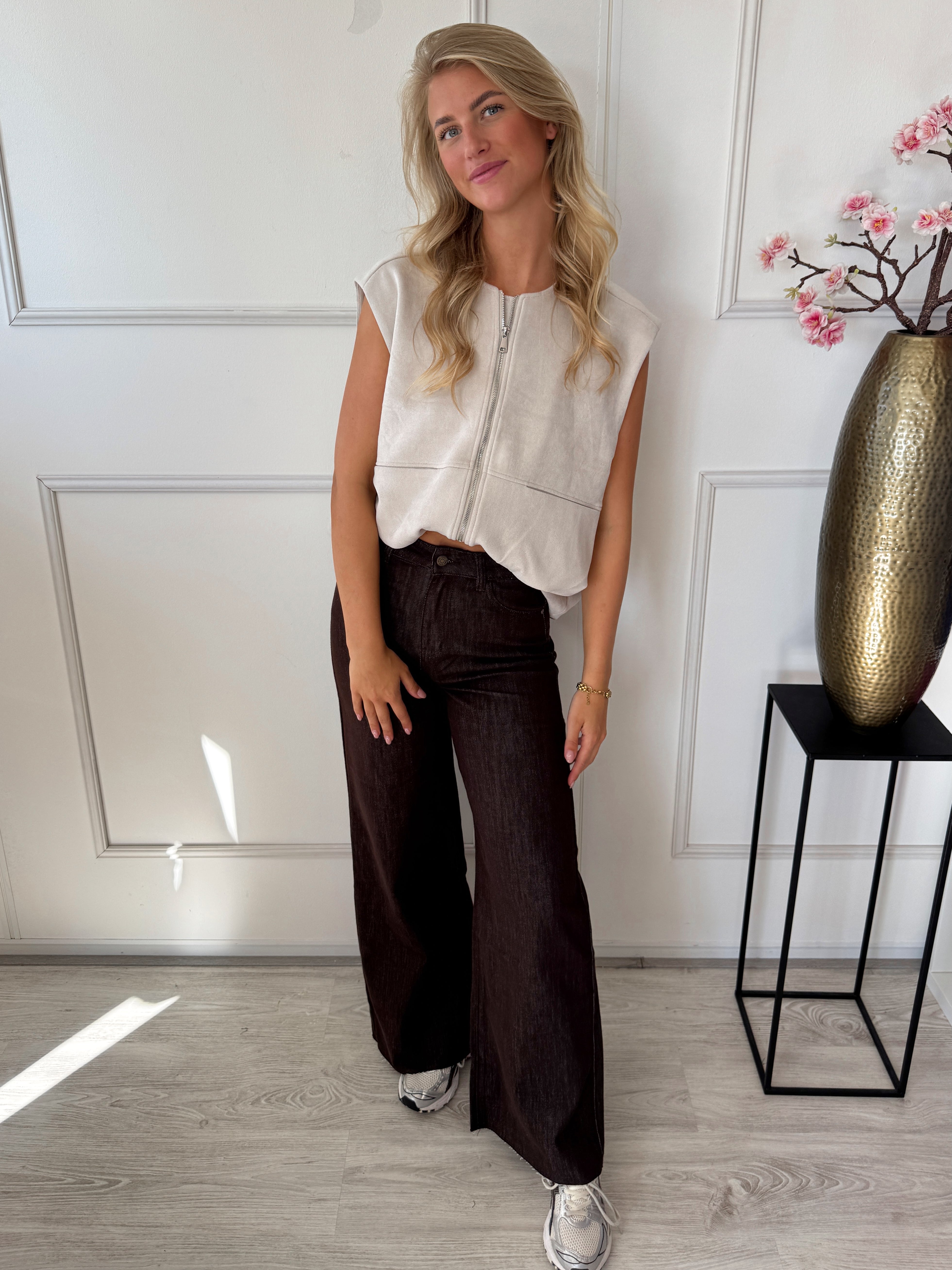 Ilva Wide Leg Jeans | Bruin