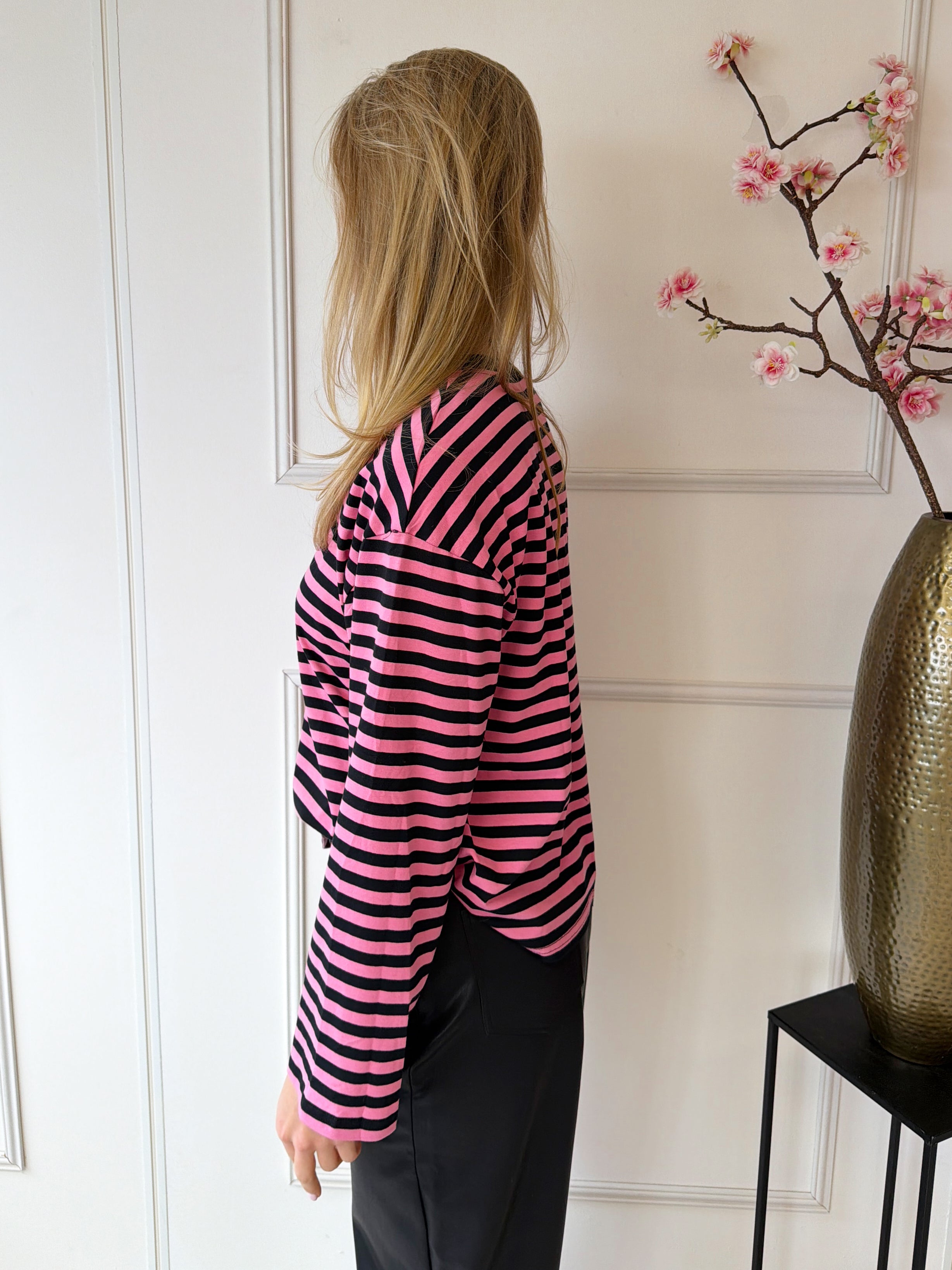 Long Sleeve Striped | Roze - Zwart
