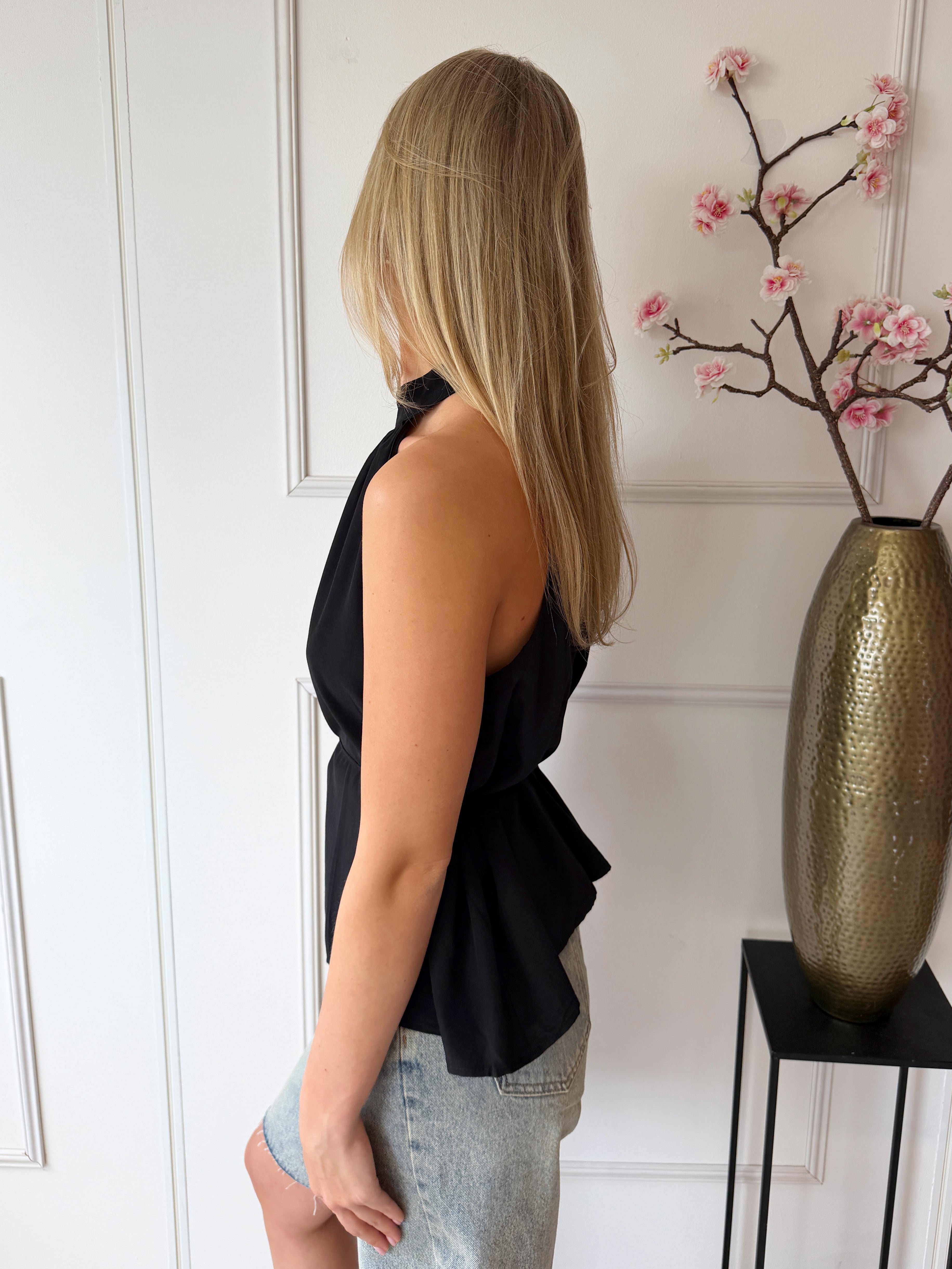 Malou Elegante top met strikdetail | Zwart