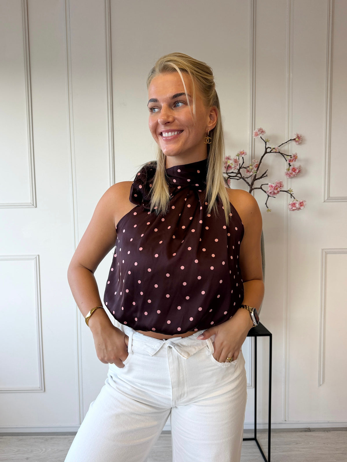 Dots Halter Top | Bordeaux