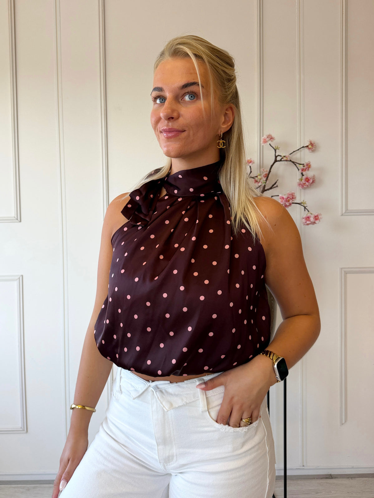 Dots Halter Top | Bordeaux