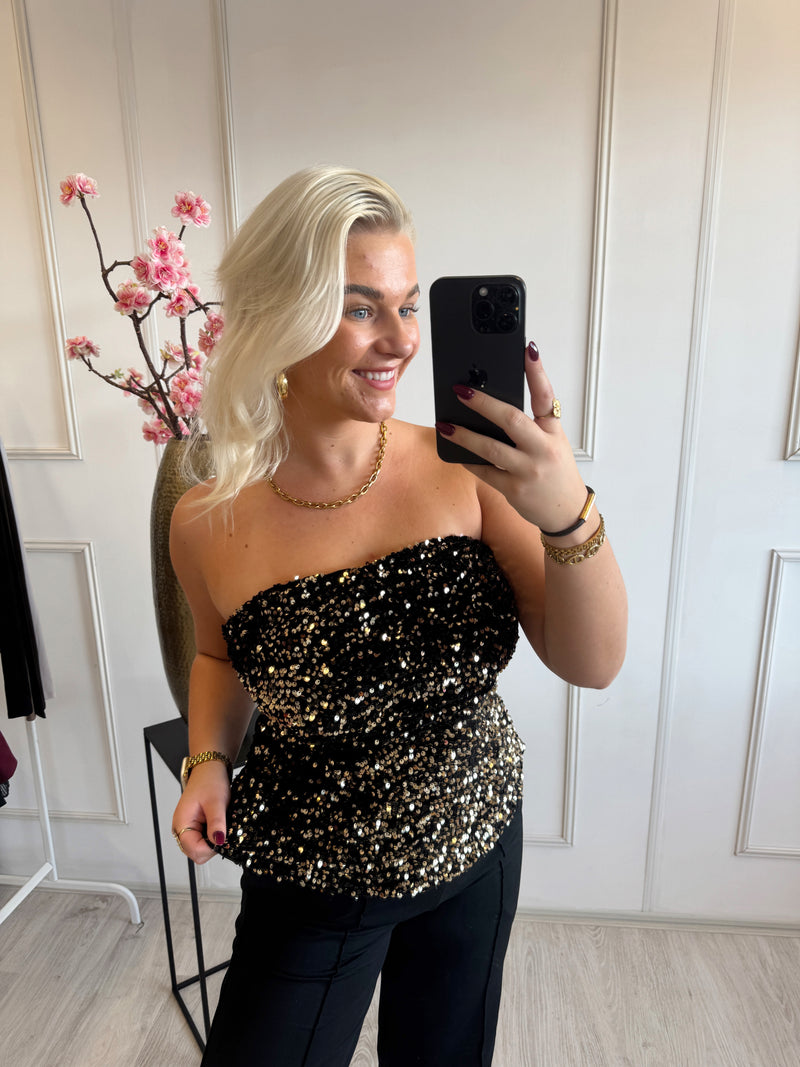 Dokota Glitter Top | Goud