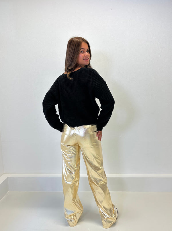 Leatherlook Metallic Pants | Goud
