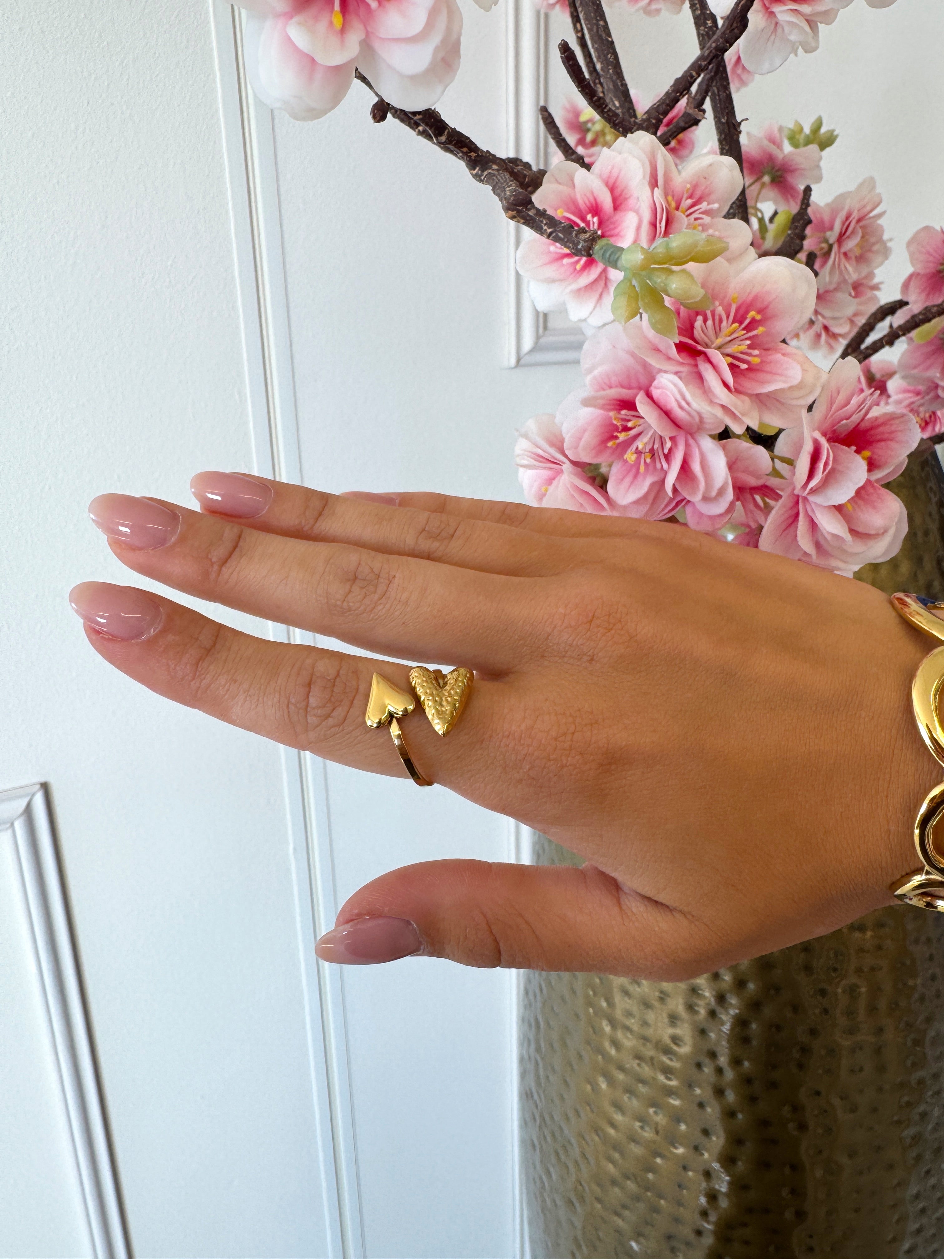 Duel affection Open love ring | Goud