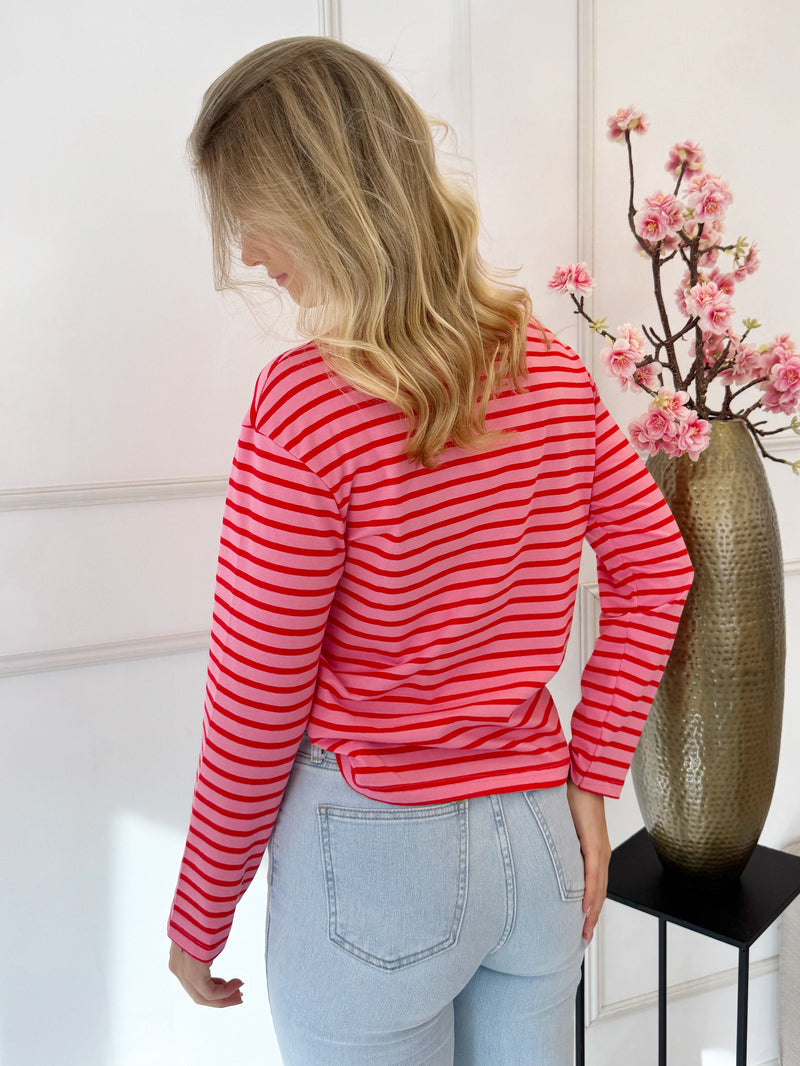 Striped Long Sleeve | Rood - Roze