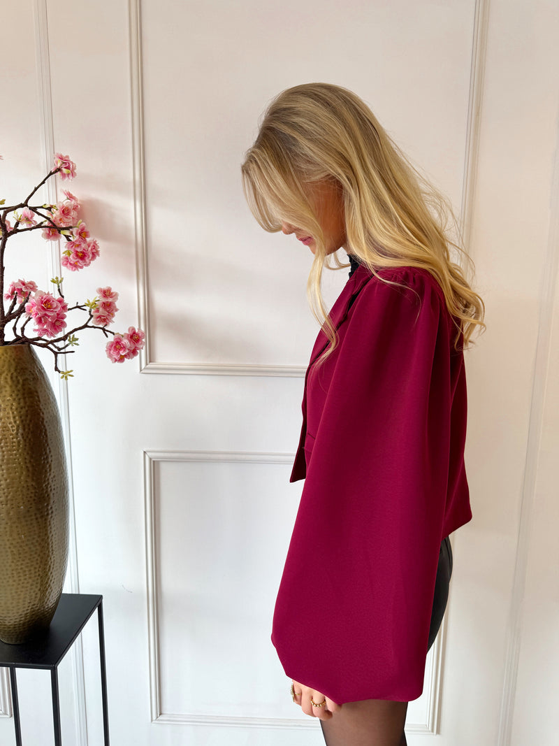 Mila Balloon Mouw Blazer | Bordeaux Rood